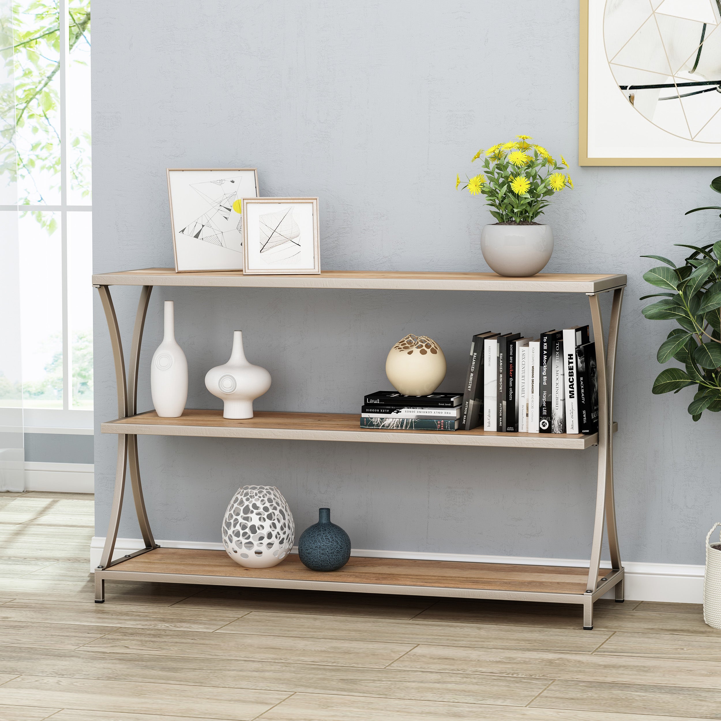 CONSOLE TABLE WITH 3 SELF (KD)--1