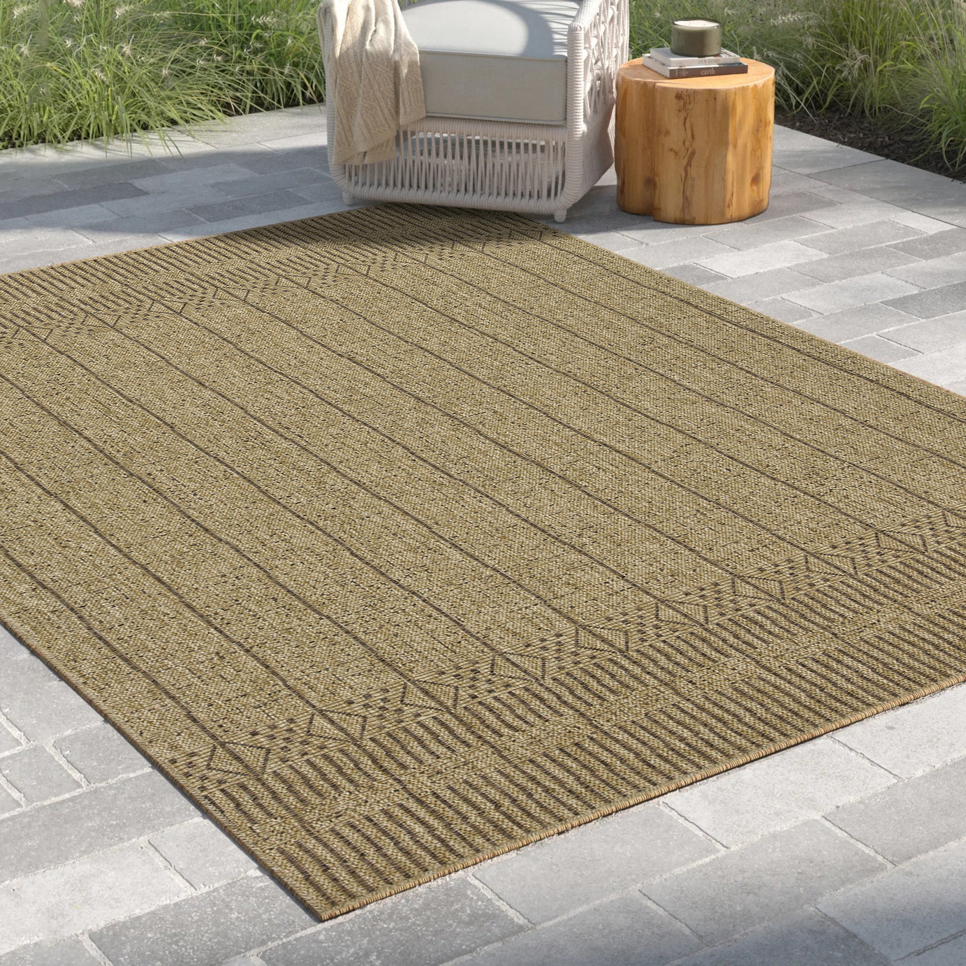 Earth GC_NTL1009 Jute/Mocha 7 ft. 10 in. x 10 ft. 3 in. Indoor/Outdoor Area Rug--1