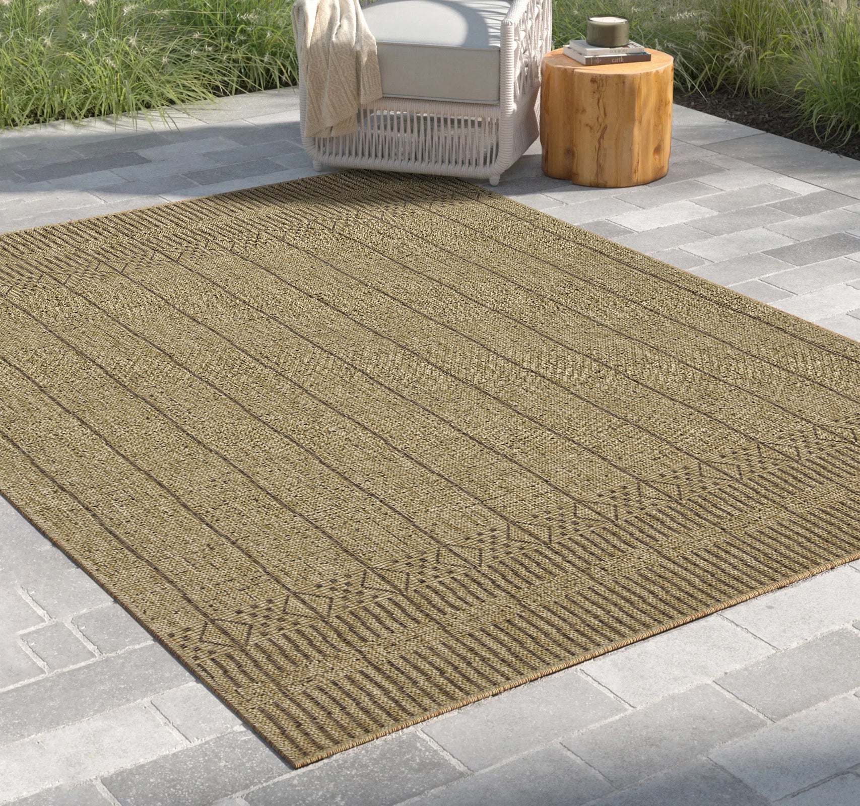 Earth GC_NTL1009 Jute/Mocha 7 ft. 10 in. x 10 ft. 3 in. Indoor/Outdoor Area Rug--1