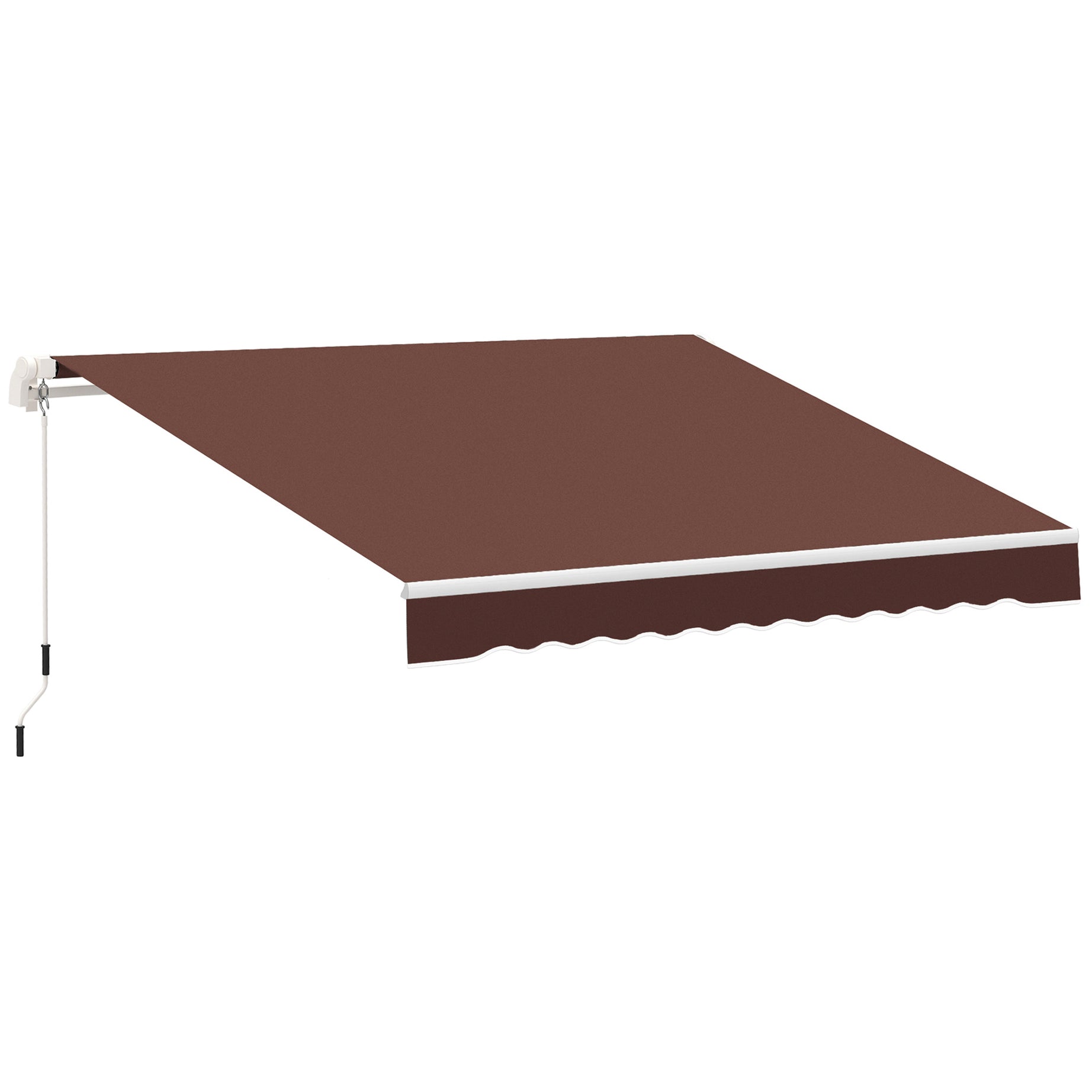 Outsunny 12' x 8' Retractable Awning Patio Awnings Sun Shade Shelter with Manual Crank Handle, 280g/m² UV & Water-Resistant Fabric and Aluminum Frame for Deck, Balcony, Yard, Brown--1