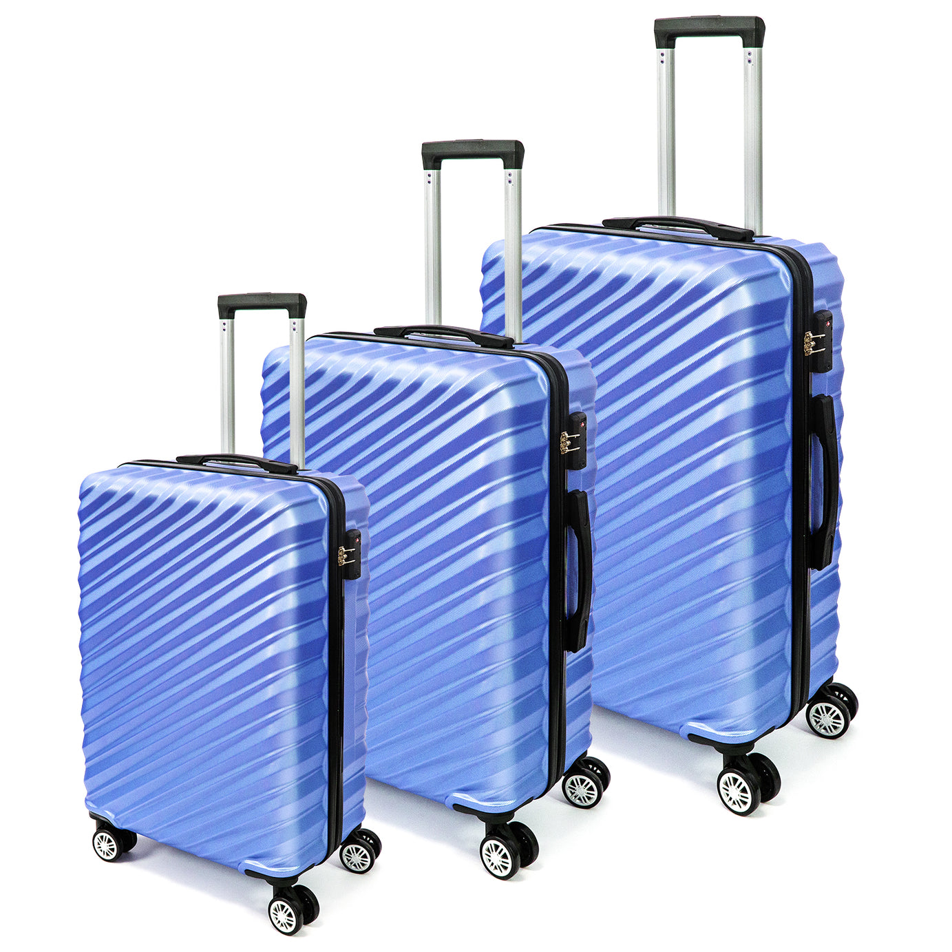 3 Piece Hard Shell Luggage set with TSA Lock Spinner Wheel ABS Lightweights Checked Convenient Stackable Suitcase Woman Men (20/24/28)--1