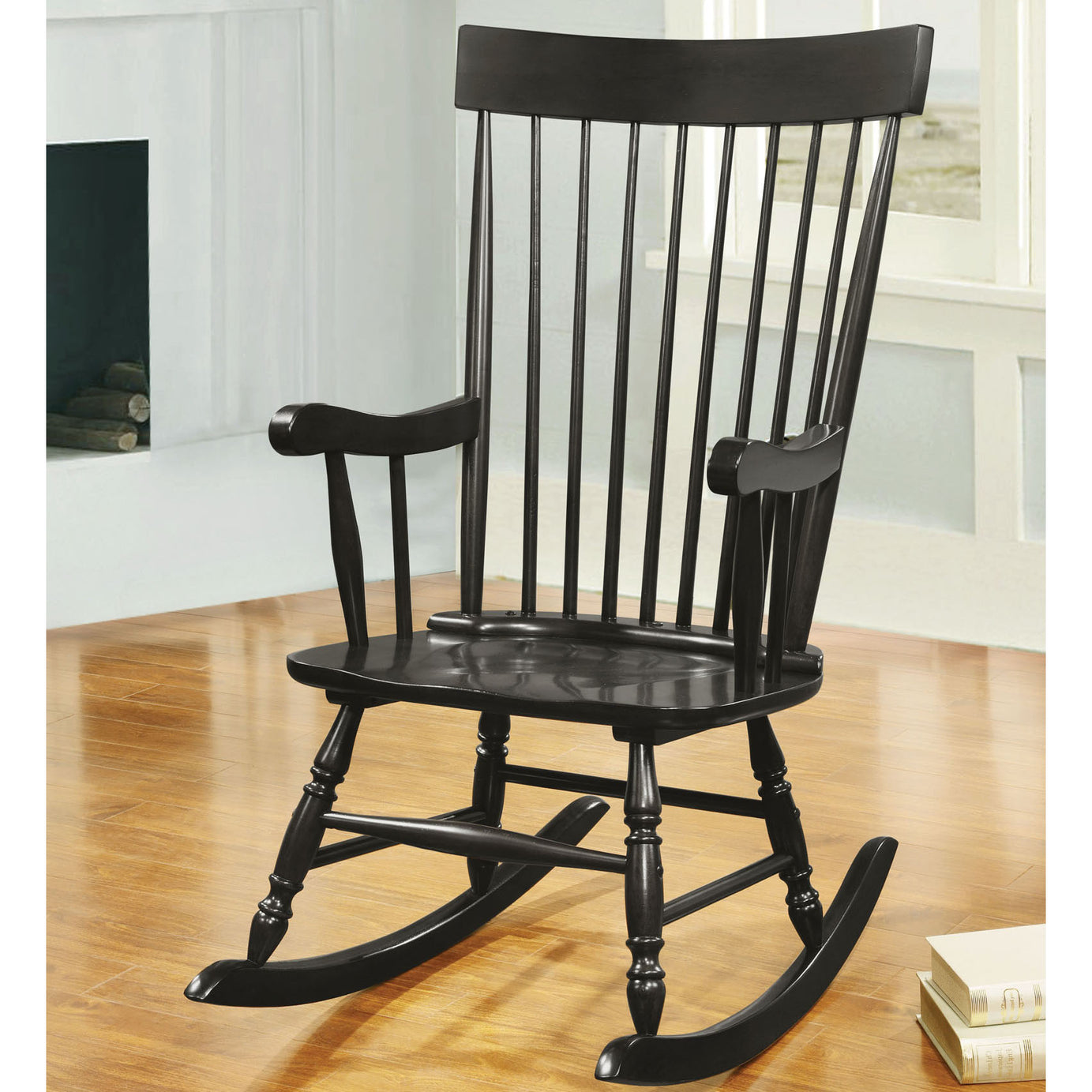 Black Spindle Back Rocking Chair--1