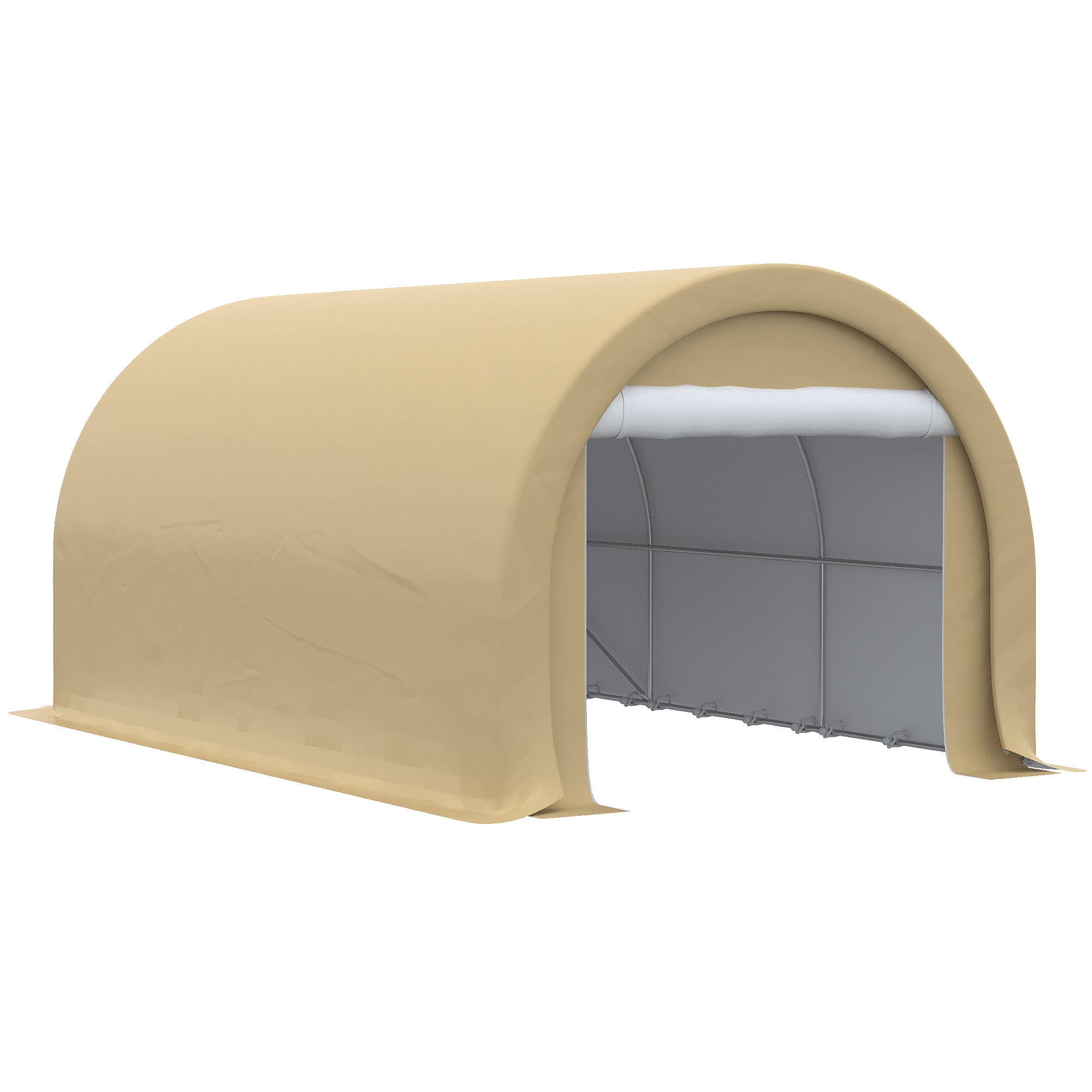 Outsunny 10' x 16' Carport, Heavy Duty Portable Garage Storage Tent with Large Zippered Door, Anti-UV PE Canopy Cover for Car, Truck, Boat, Motorcycle, Bike, Garden Tools, Outdoor Work, Beige--1