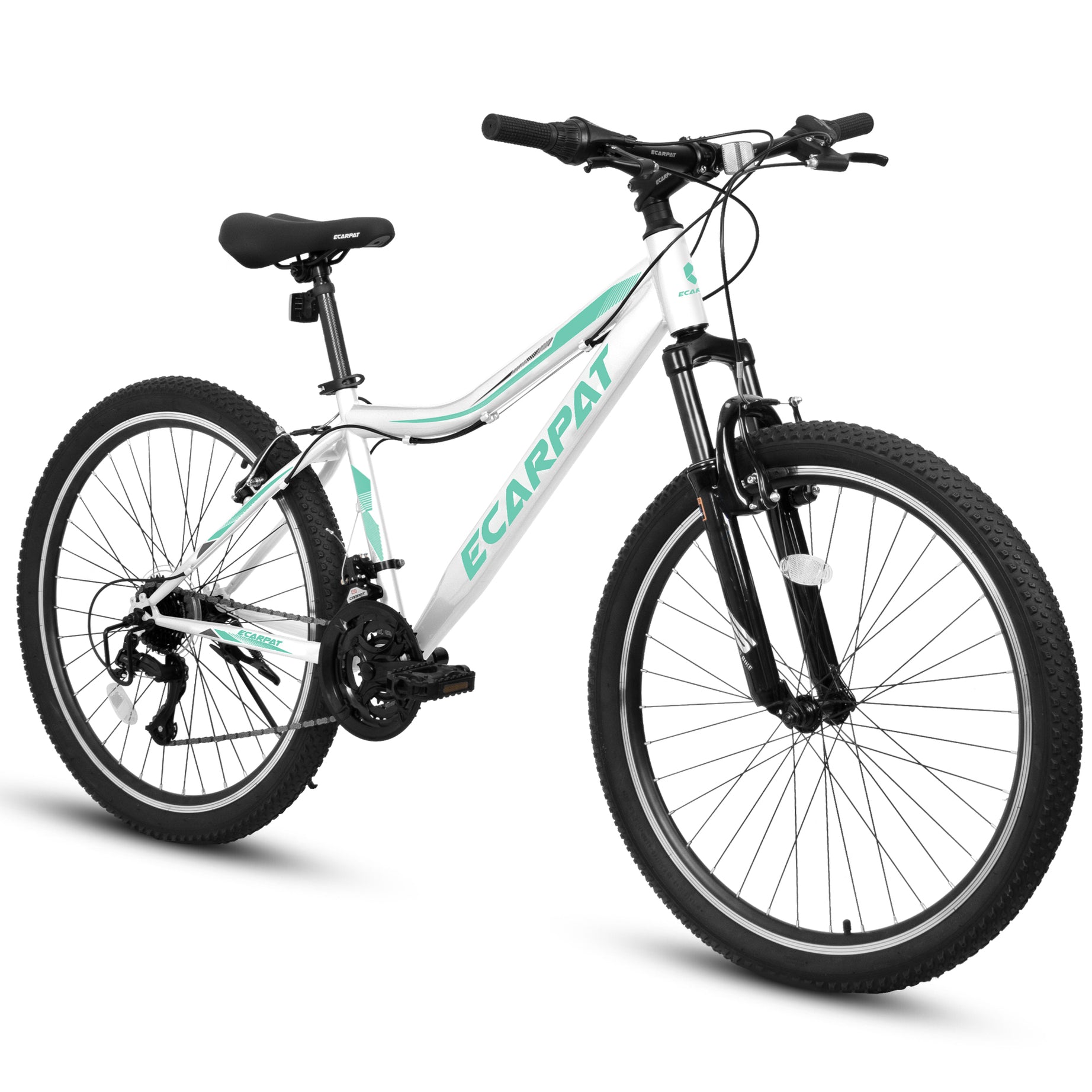 A24208 Ecarpat 24  Inch Mountain Bike, 21-Speed V-Brake, Front Suspension,  Carbon Steel Frame Mountain Bike For  Teenagers Girls Women Bicycles--1