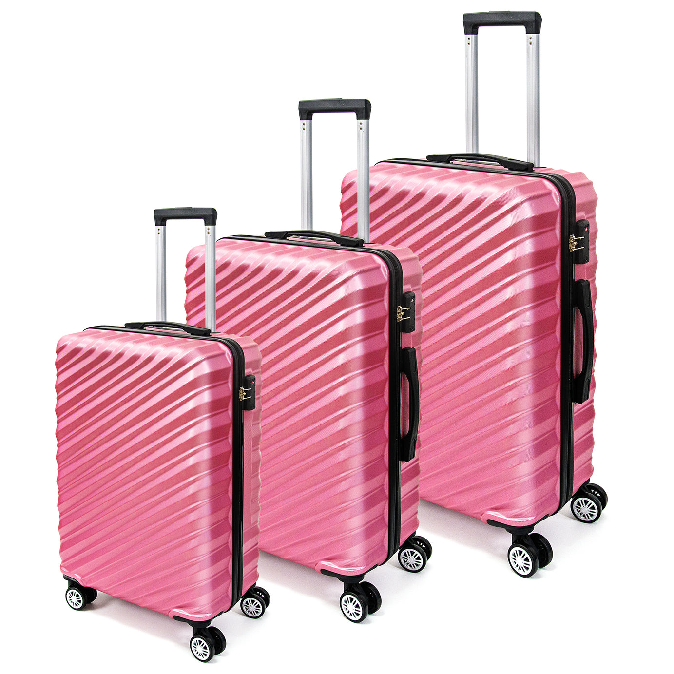 3 Piece Hard Shell Luggage set with TSA Lock Spinner Wheel ABS Lightweights Checked Convenient Stackable Suitcase Woman Men (20/24/28)--1