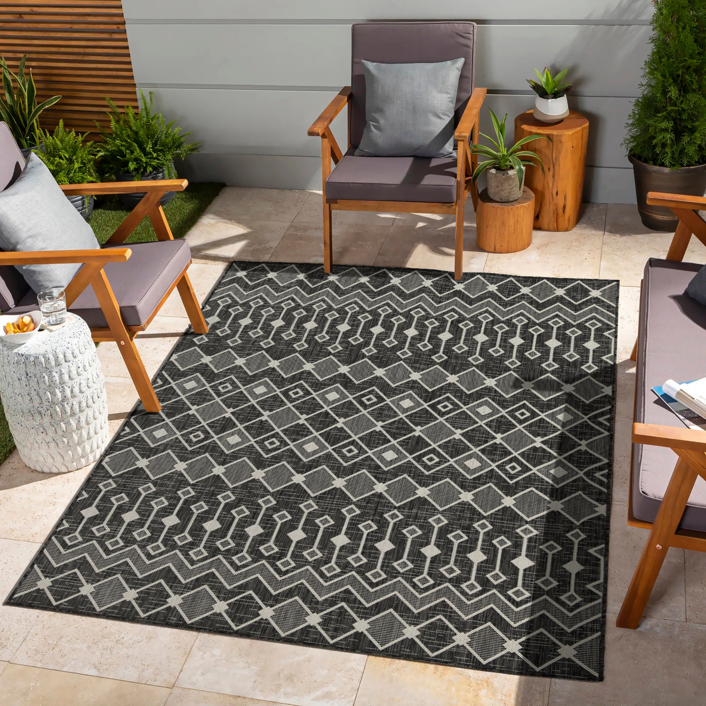 Sunshine GC_HAR2020 Anthracite 7 ft. 10 in. x 10 ft. 3 in. Indoor/Outdoor Area Rug--1