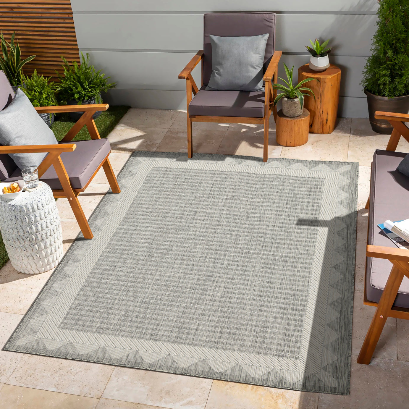 Sunshine GC_HAR2015 Silver 7 ft. 10 in. x 10 ft. 3 in. Indoor/Outdoor Area Rug--1