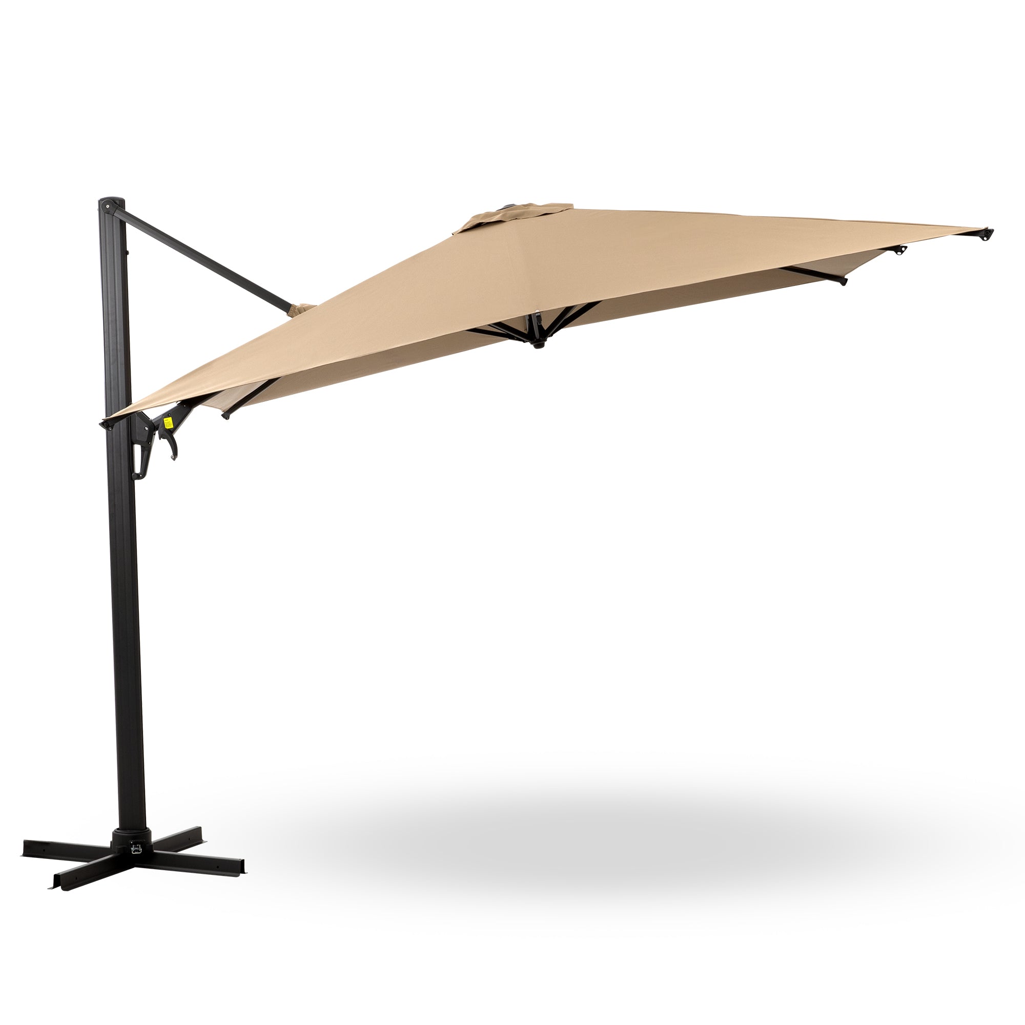 10 FT Cantilever Patio Umbrella with 360° Rotation & Tilt Adjustment, Square Outdoor Offset Umbrella with Aluminum Pole without base- Khaki--1