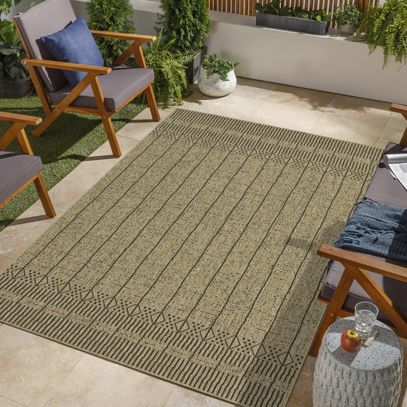 Earth GC_NTL1008 Jute/Black 7 ft. 10 in. x 10 ft. 3 in. Indoor/Outdoor Area Rug--1