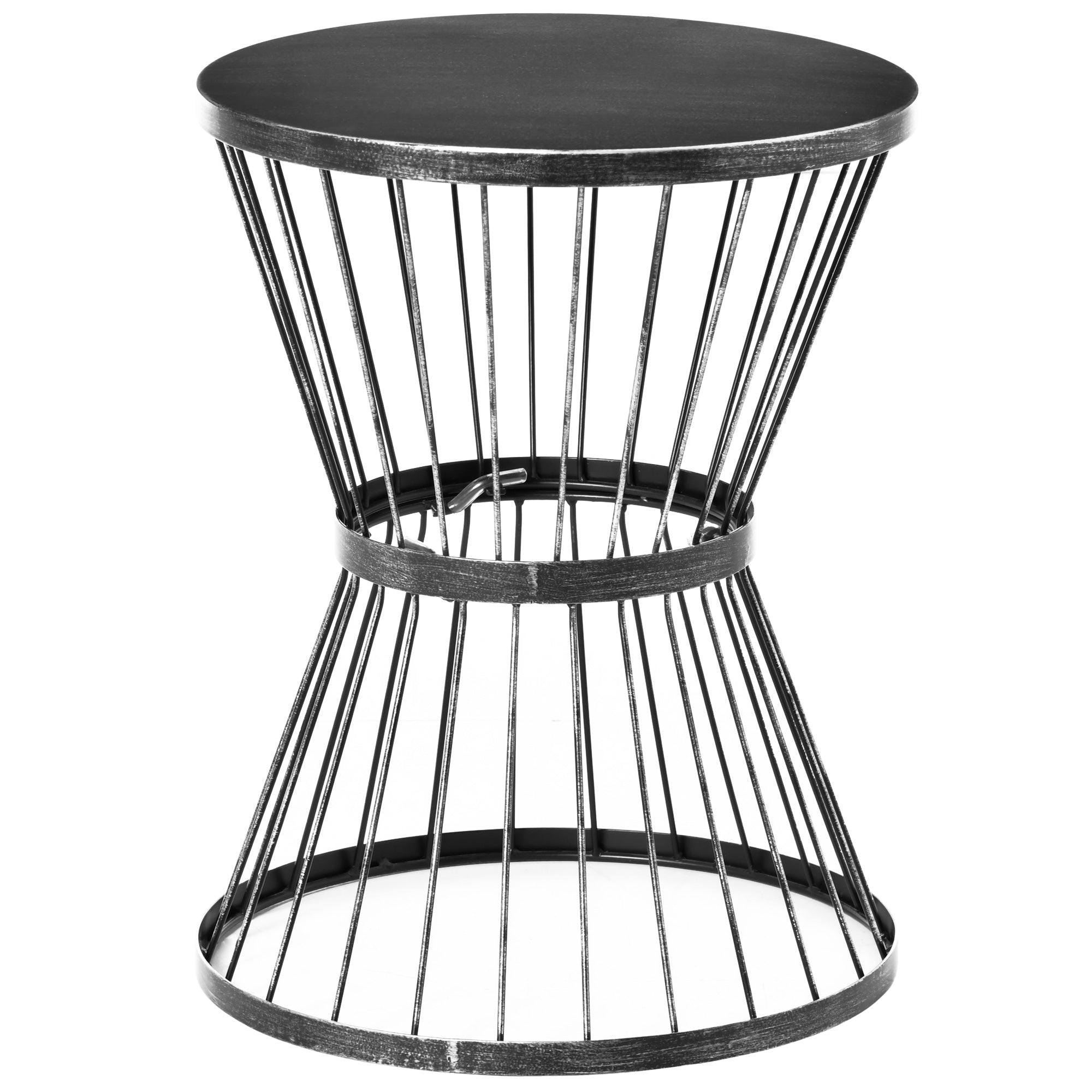 Outsunny 16" Steel Patio Side Table, Garden End Table with Hourglass Design, Accent Table for Outdoor and Indoor Use, Black--1