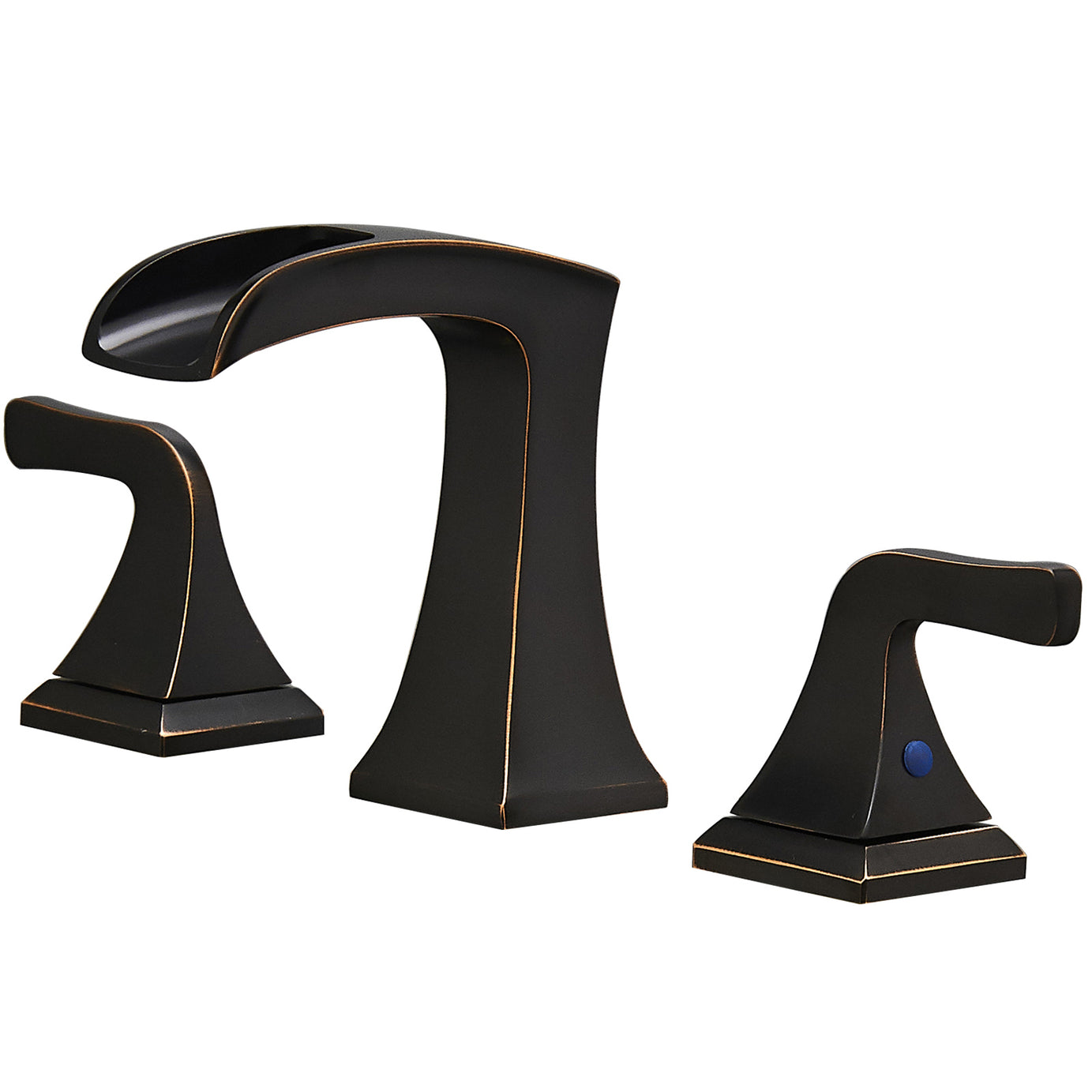 8" Widespread Waterfall Sink Faucet with Two Handles Oil Rubbed Bronze--1