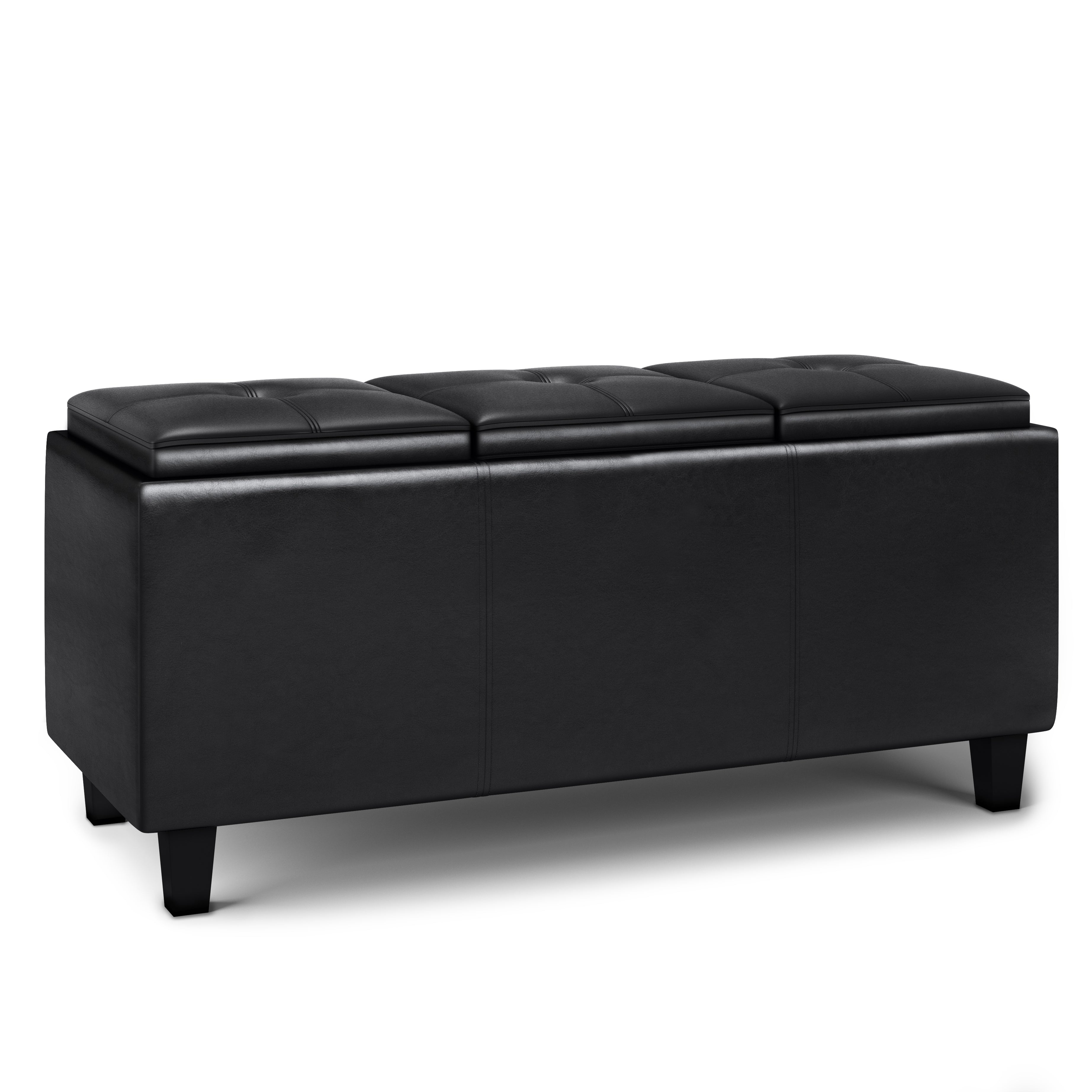 Avalon - Tray Storage Ottoman with Lift Up Lids - Midnight Black--1