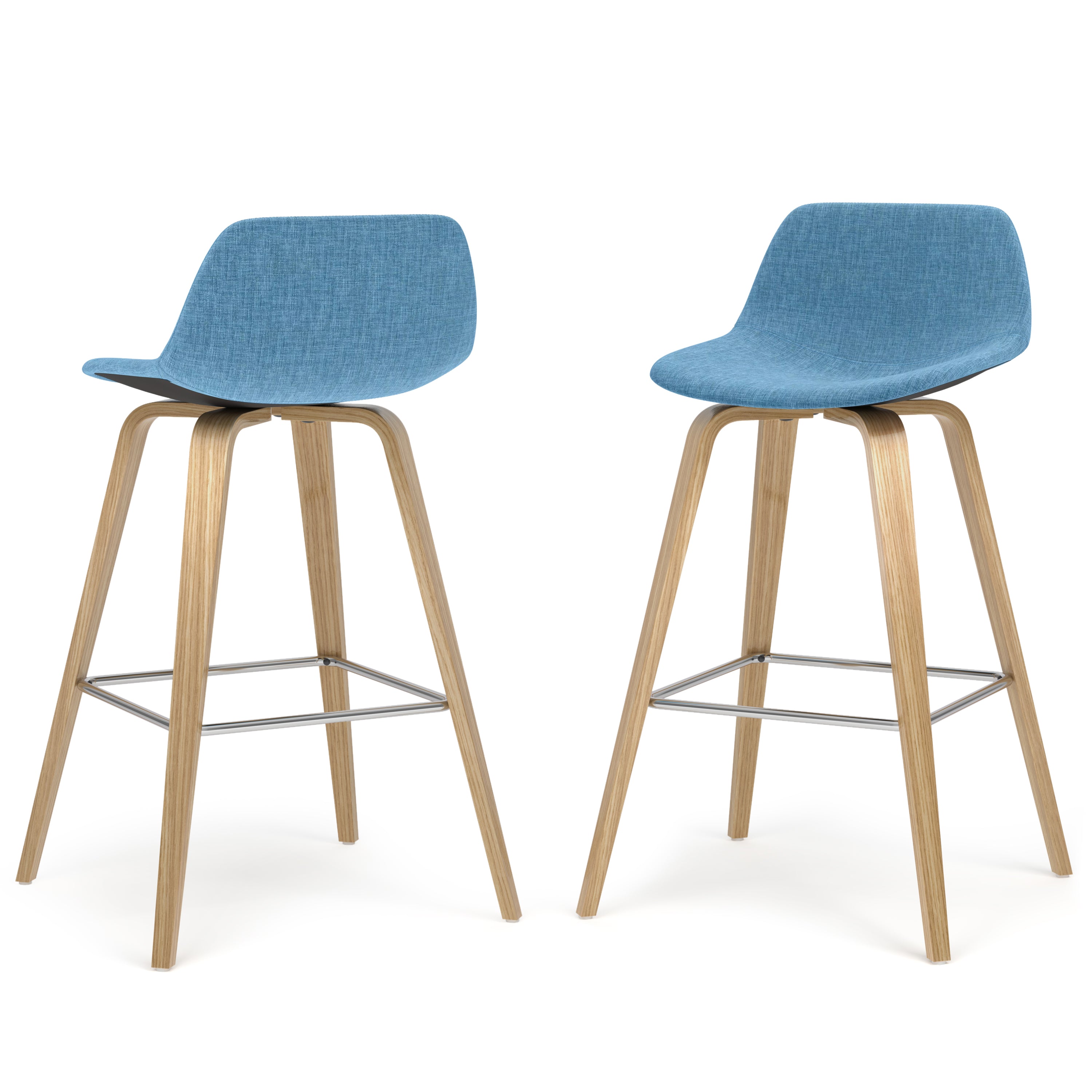 Randolph - Bentwood Counter Height Stool (Set of 2) - Medium Blue / Light Brown--1