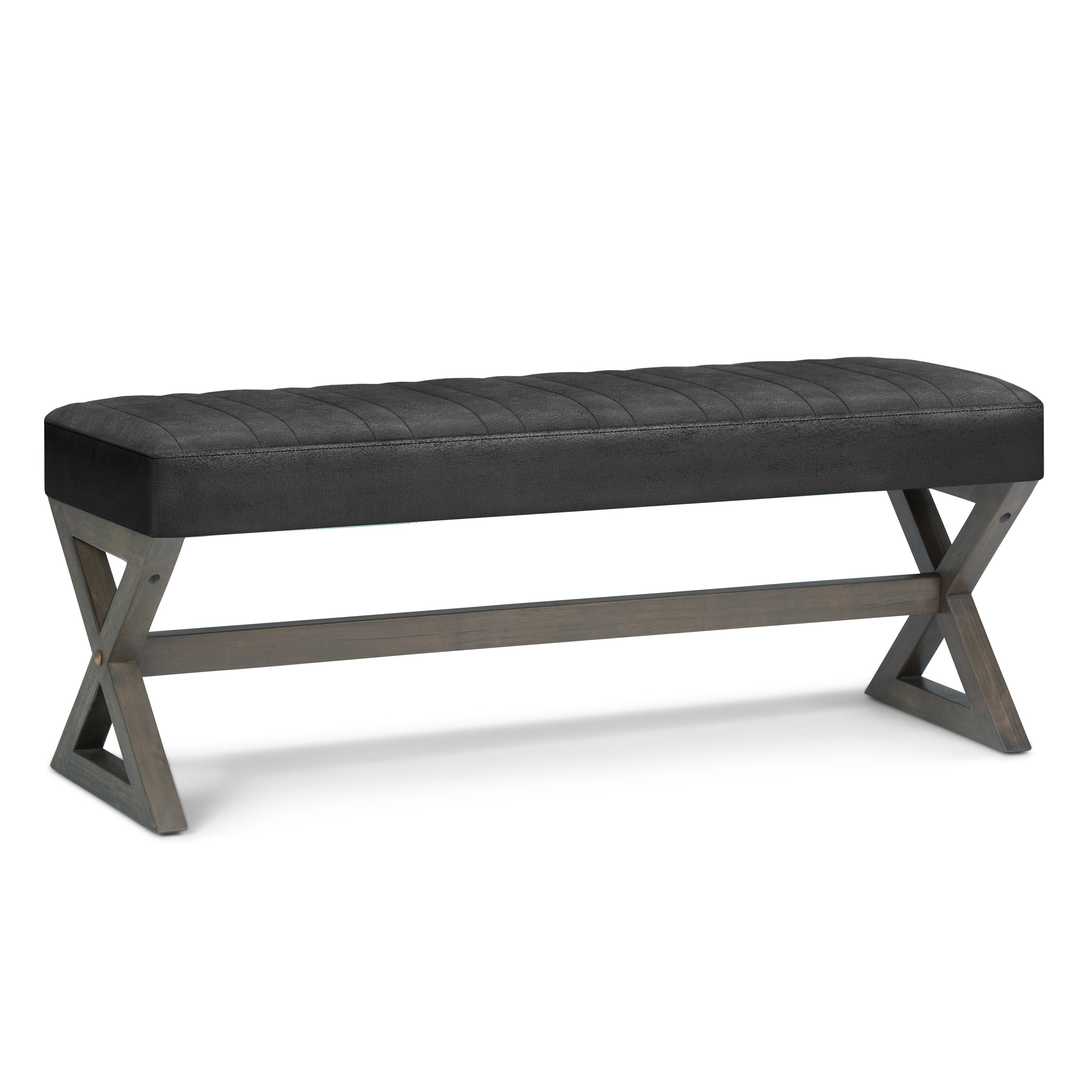 Salinger - Large Ottoman Bench - Distressed Black--1