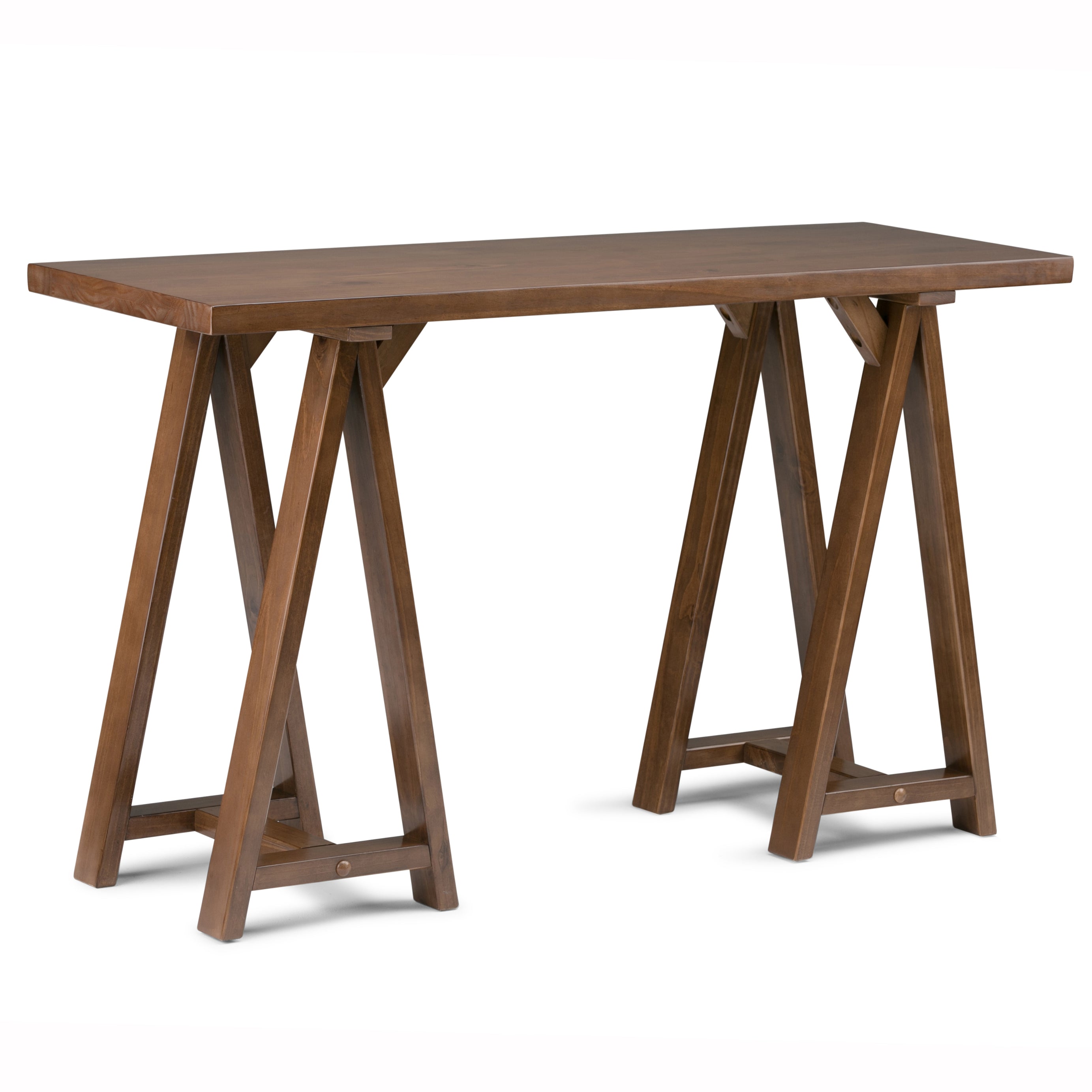 Sawhorse - Console Sofa Table - Medium Saddle Brown--1