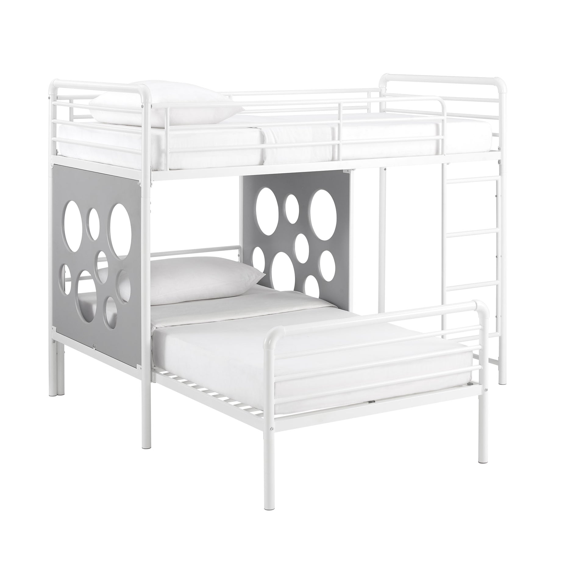 Modern Geo Cutout Colorful Twin L-Shaped Bunk Bed – White / Cool Grey--1