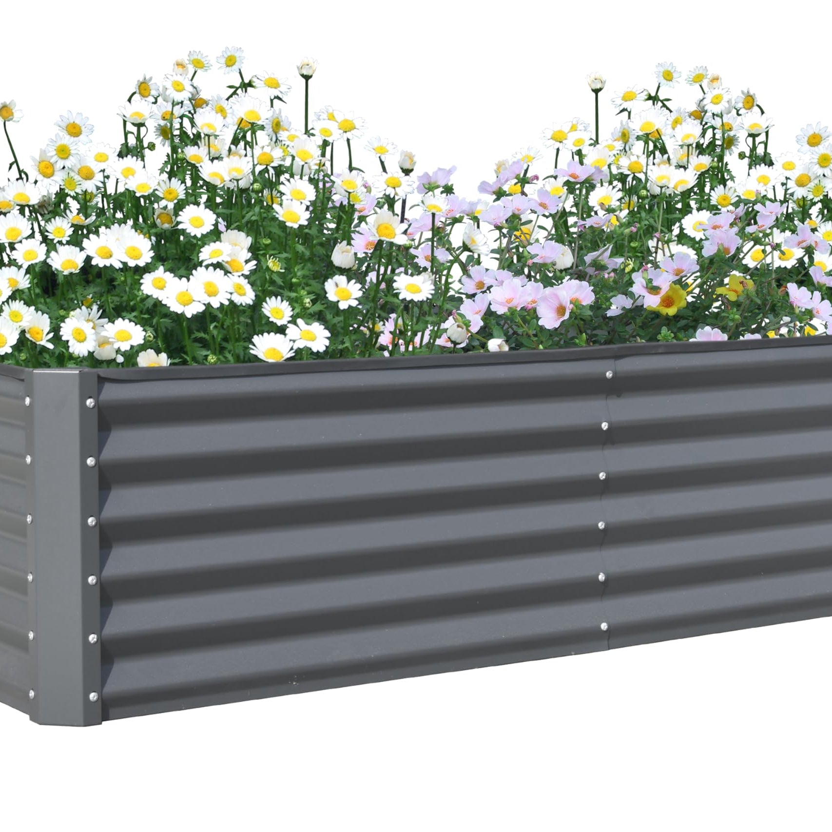 6x3x1.5ft Galvanized Raised Garden Bed, Outdoor Planter Garden Boxes Large Metal Planter Box for Gardening Vegetables Fruits Flowers, Gray--1