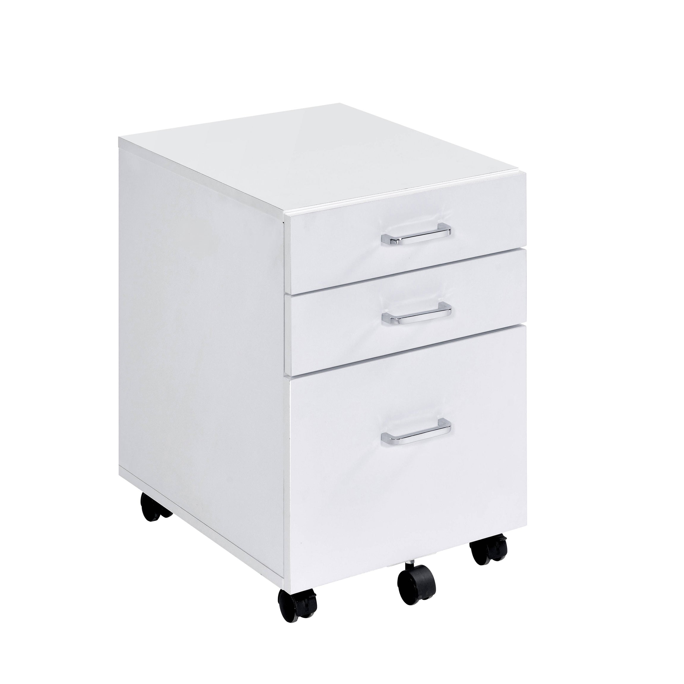 White and Chrome 3-Drawer Rectangular File Cabinet--1