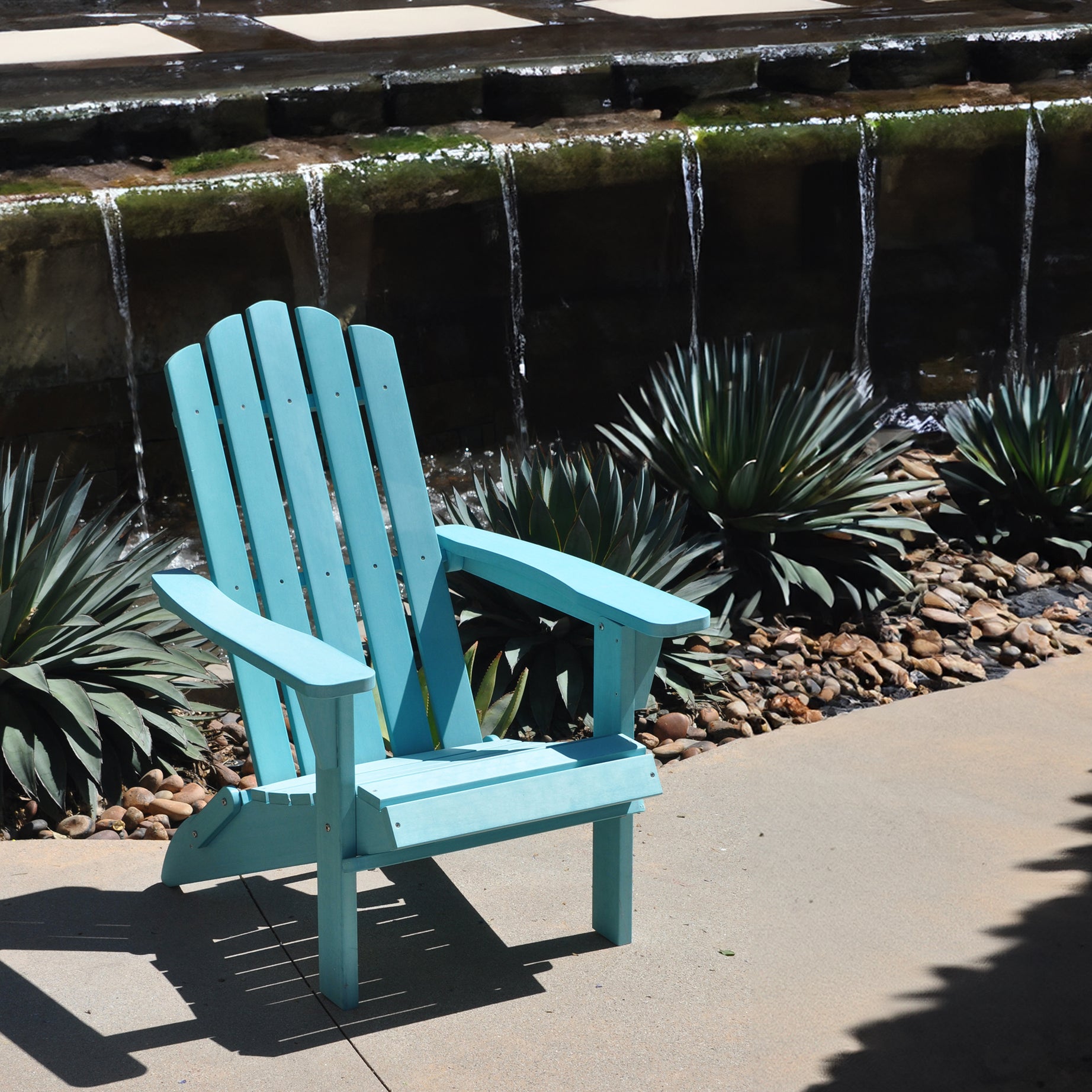 HIPS Folding Adirondack Chair, Ultra Durable Weather Resistant Design, Real Wood Look, Easy Folding with No Pins Needed, 300 lb Capacity, Blue--1