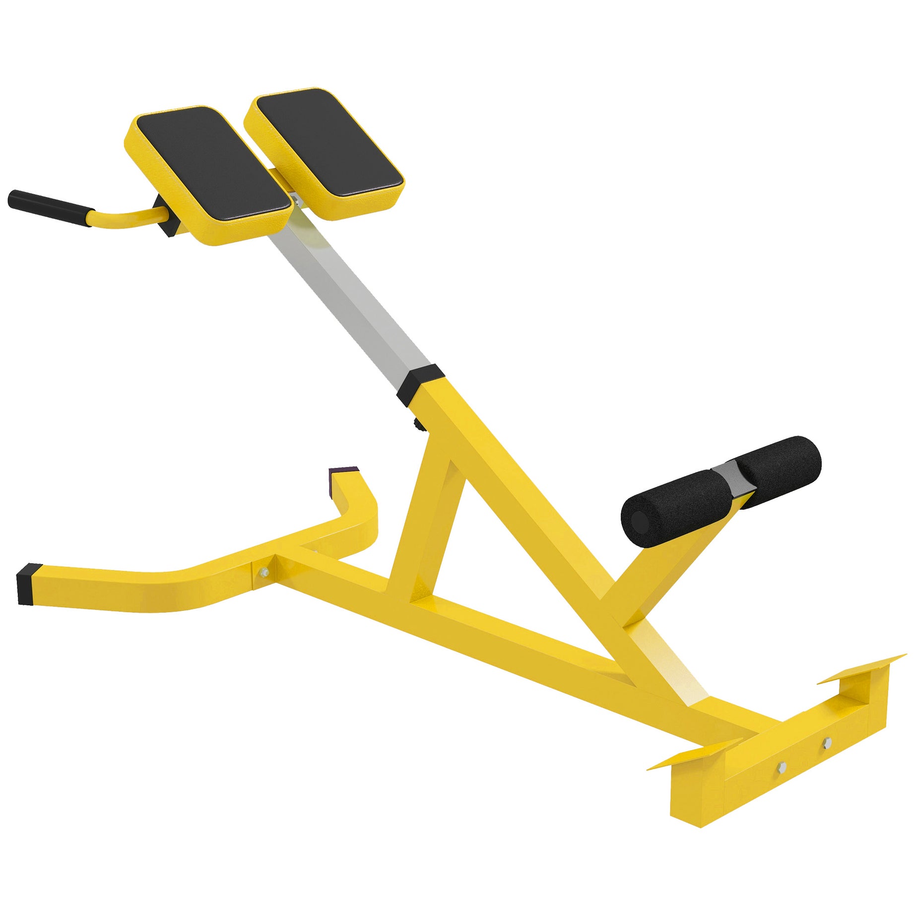 Soozier Roman Chair Back Extension Machine, Height Adjustable Hyperextension Bench with Dip Bars, Multi-Functional for Back, Core, Arms and Whole-Body Training, Yellow--1