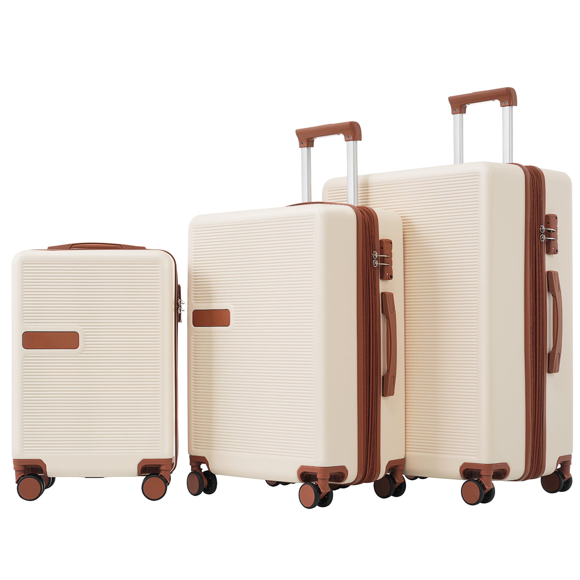 Contrast Color 3 Piece Luggage Set Hardside Spinner Suitcase with TSA Lock 20" 24' 28" Available--1