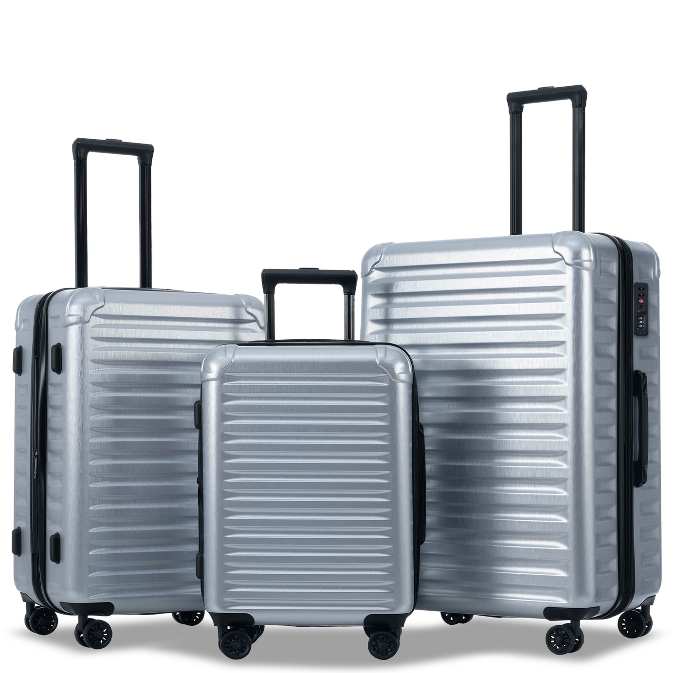 Luggage Sets New Model Expandable ABS+PC 3 Piece Sets with Spinner Wheels Lightweight TSA Lock (20/24/28),SILVER--1