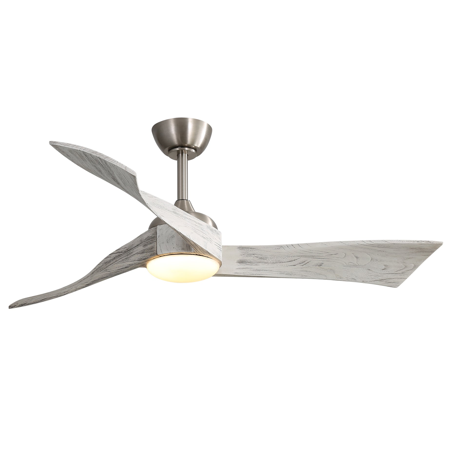 52 Inch Modern Ceiling Fan With Dimmable 3 Color Led Light 3 Solid Wood Blades Remote Control Reversible DC Motor For Home--1