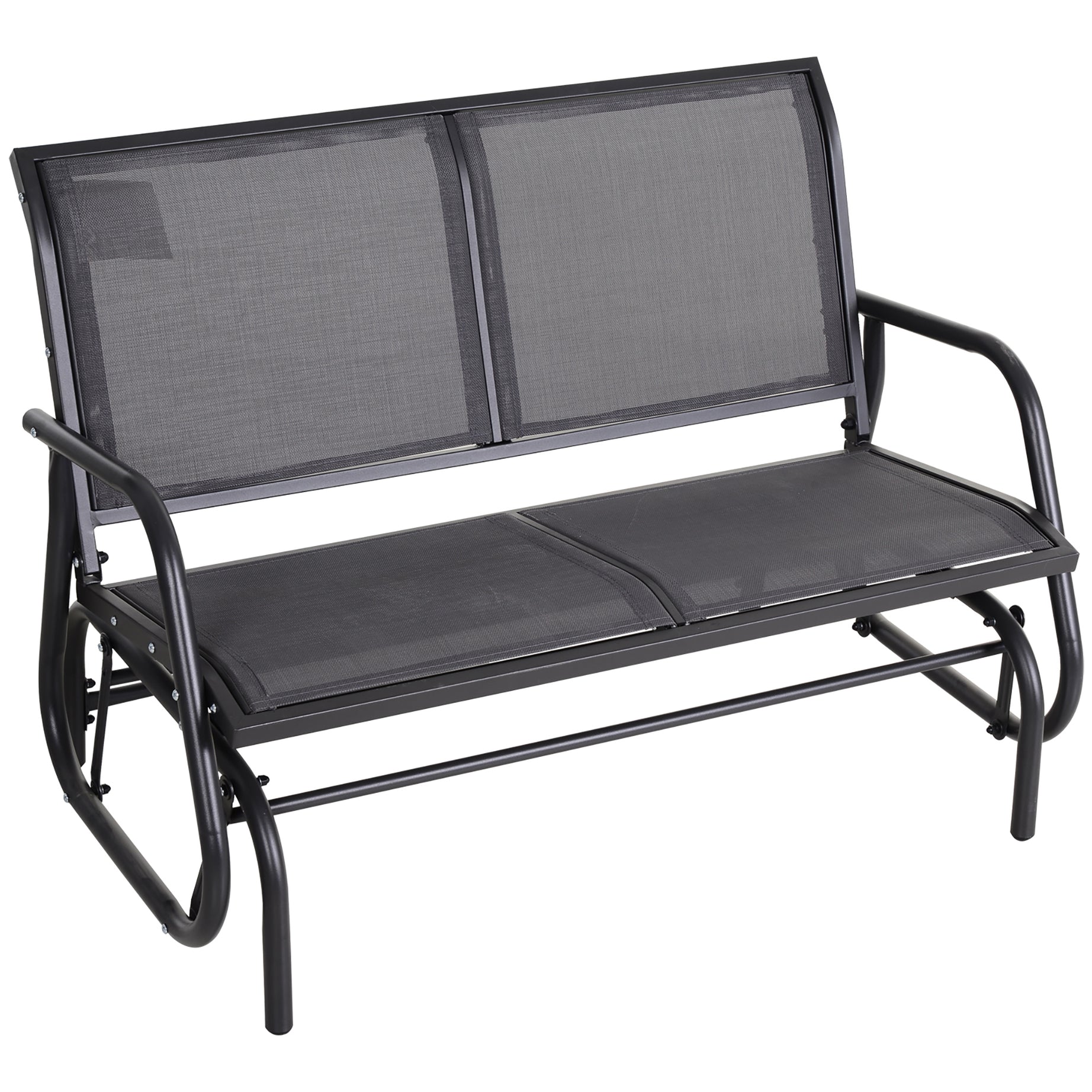 Outsunny 2-Person Outdoor Glider Bench, Patio Double Swing Rocking Chair Loveseat w/Powder Coated Steel Frame for Backyard Garden Porch, Gray--1