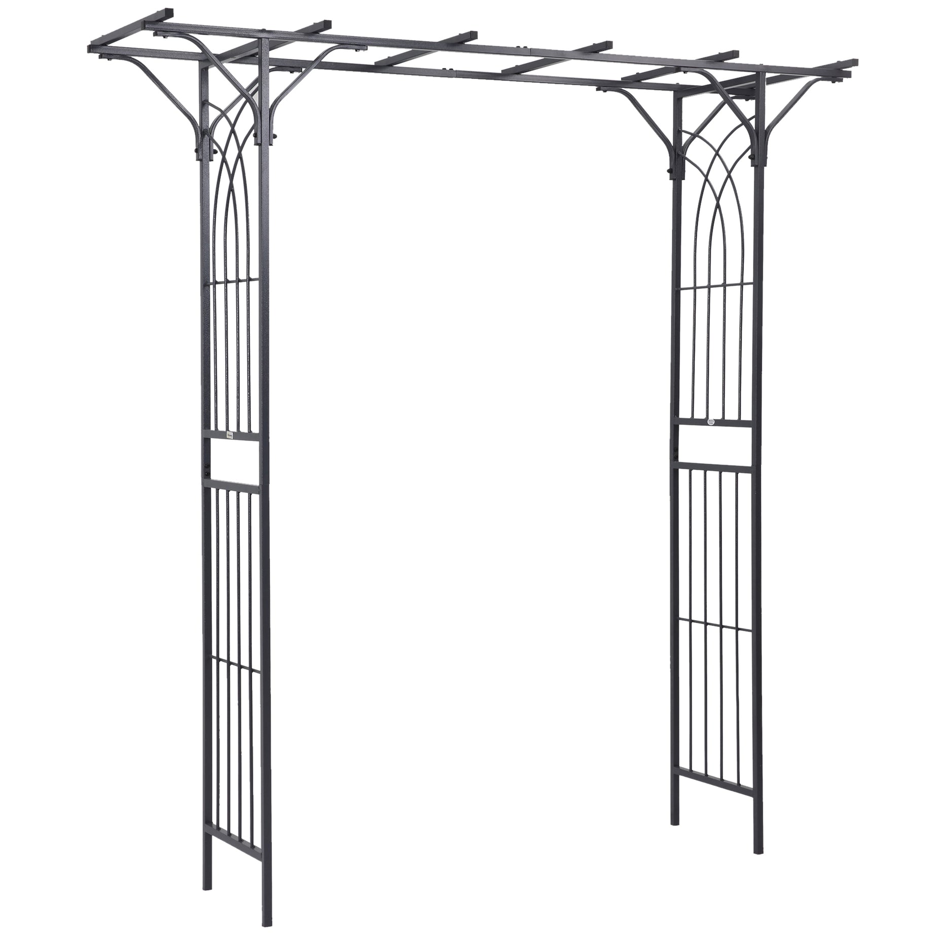 Outsunny 82'' Decorative Metal Garden Trellis Arch with Durable Steel Tubing & Elegant Scrollwork, Perfect for Weddings--1