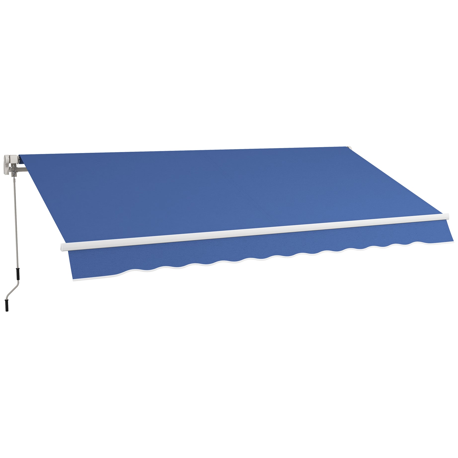 Outsunny 12' x 10' Retractable Awning Patio Awnings Sun Shade Shelter with Manual Crank Handle, 280g/m² UV & Water-Resistant Fabric and Aluminum Frame for Deck, Balcony, Yard, Dark Blue--1