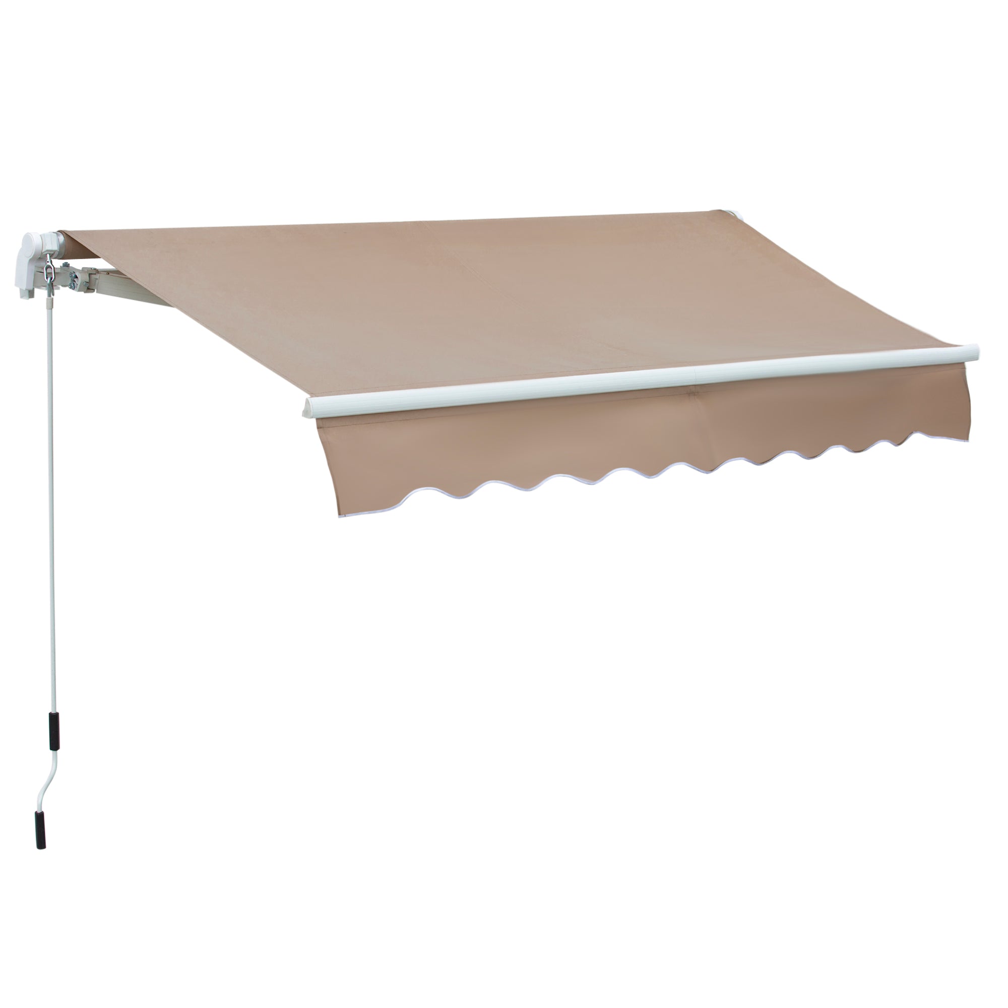 Outsunny 8' x 7' Patio Retractable Awning, Manual Exterior Sun Shade Deck Window Cover, Brown--1