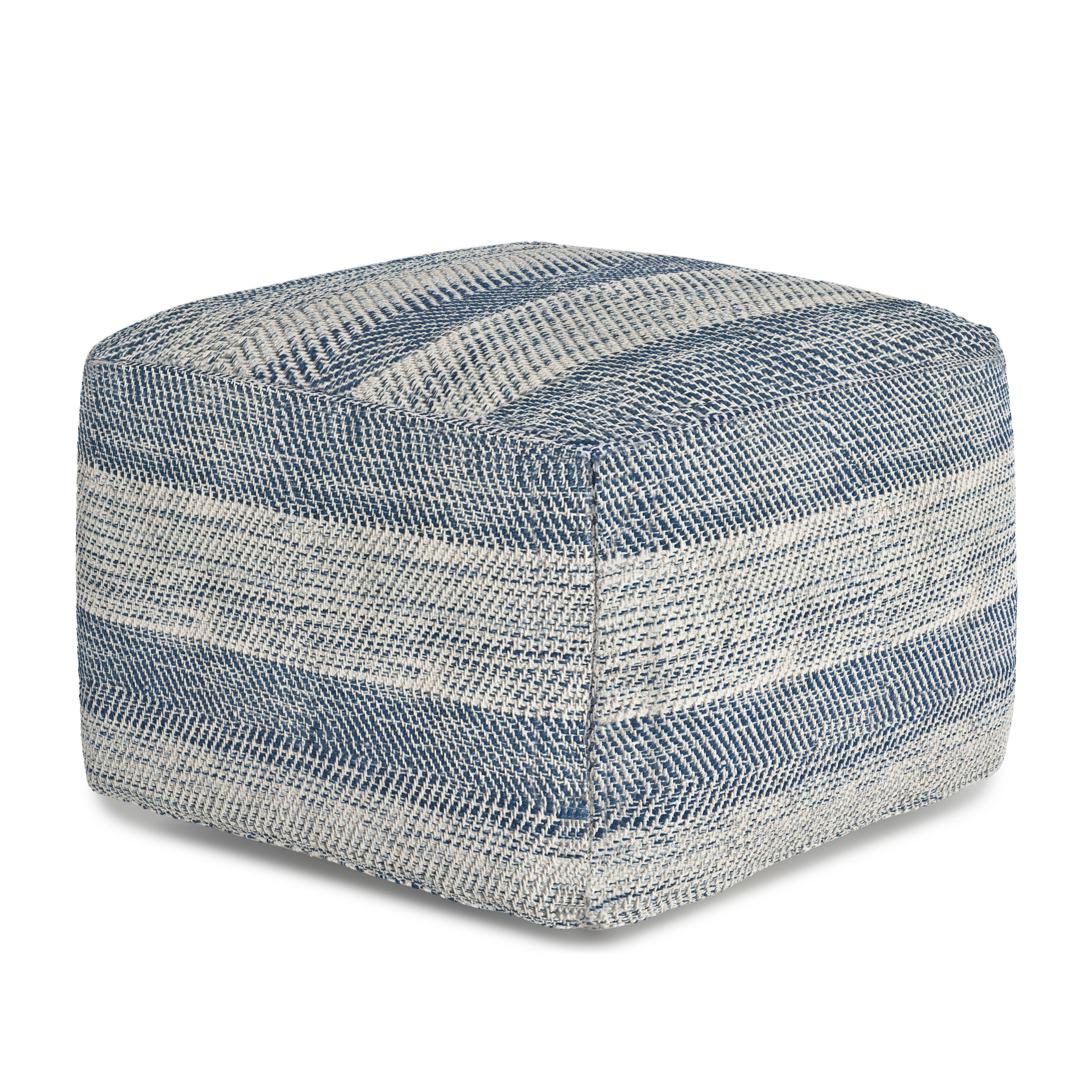 Clay - Square Pouf - Patterened Teal Melange--1