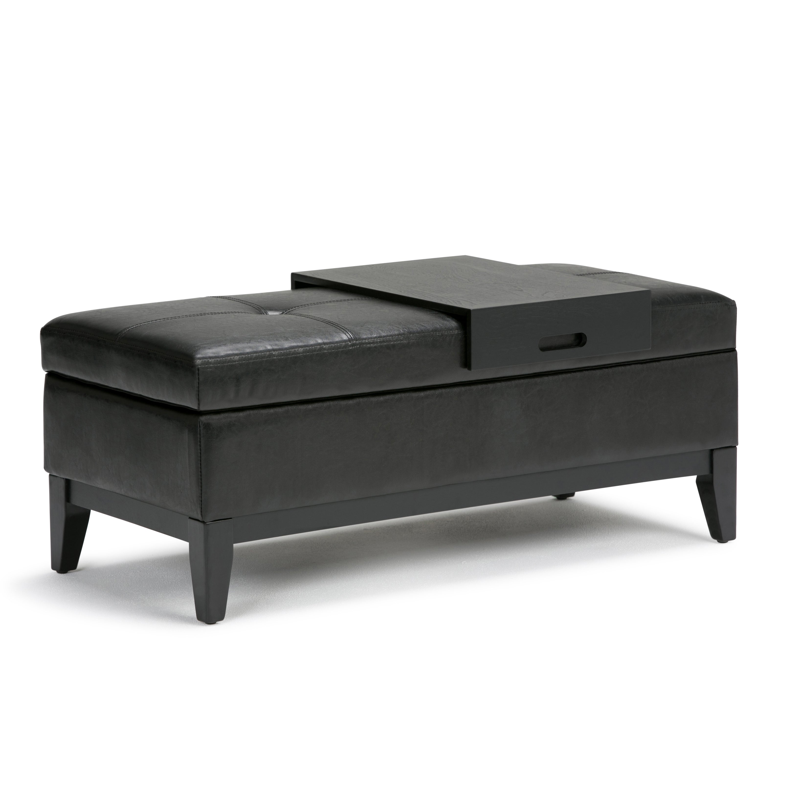 Oregon - Storage Ottoman Bench with Tray - Midnight Black--1