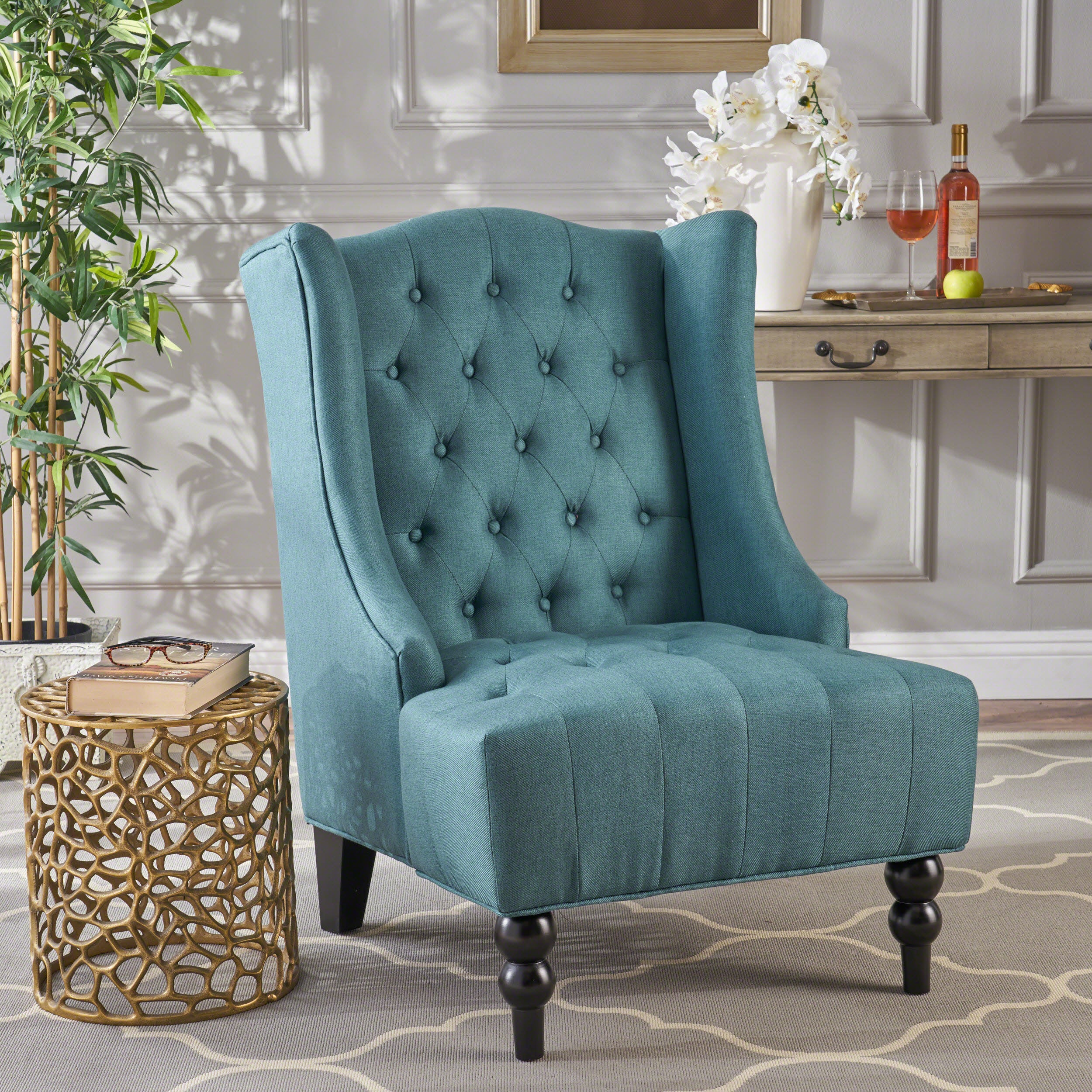 Upholstered Wingback Chair--1