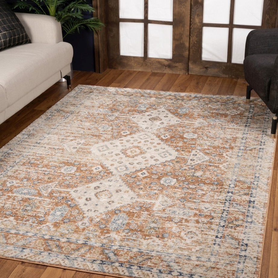 Noble GC_GEN7004 Rust 5 ft. 3 in. x 7 ft. 3 in. Area Rug--1