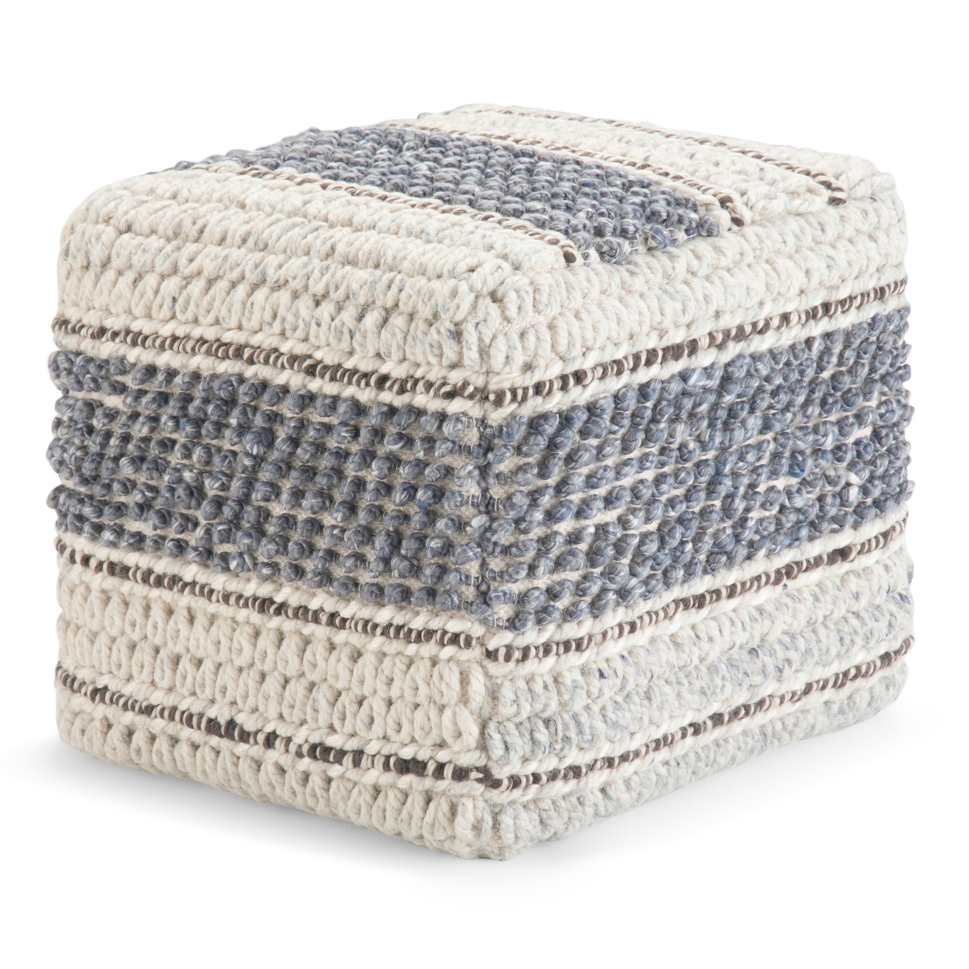 Grady - Square Pouf - Blue / Natural--1