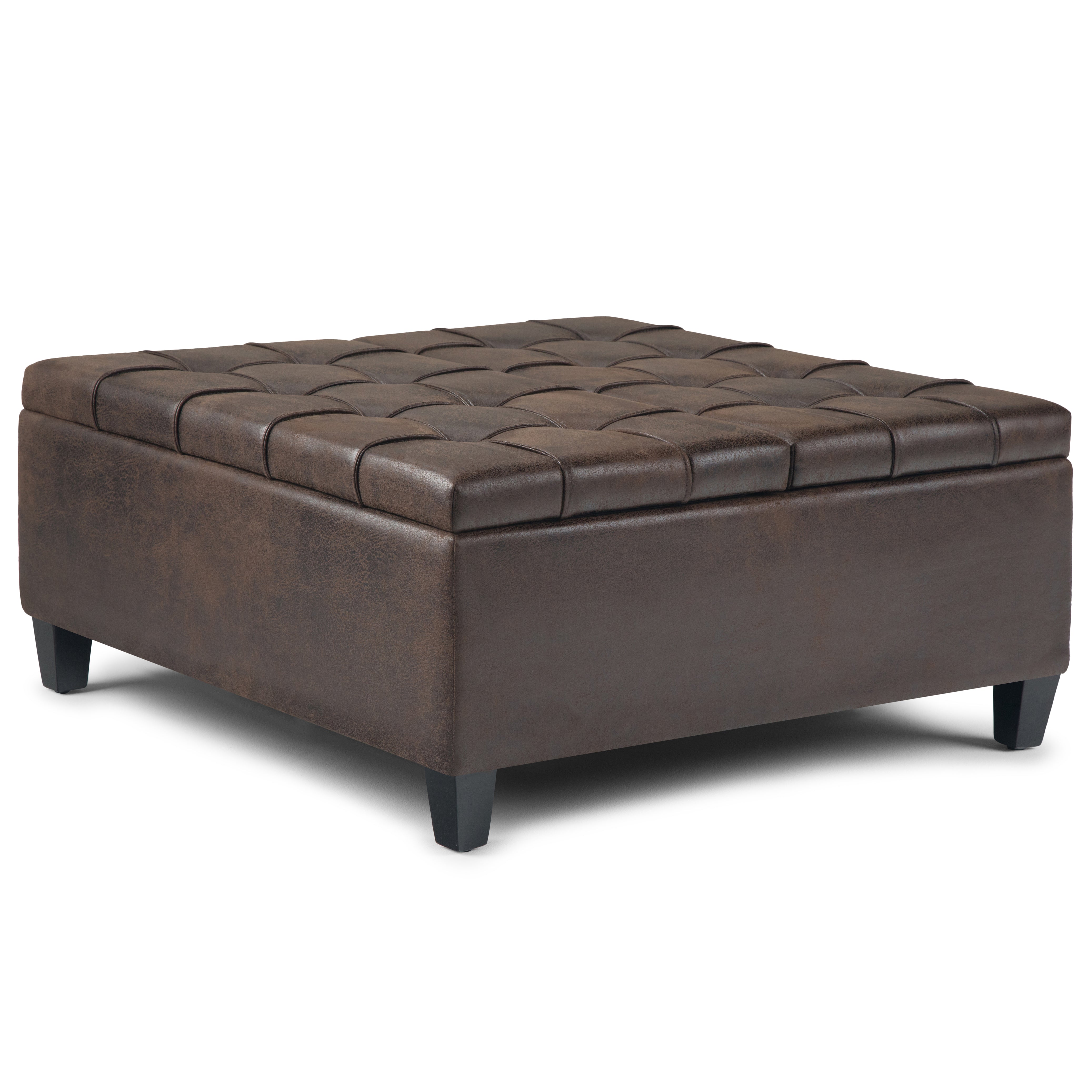 Harrison - Coffee Table Storage Ottoman - Distressed Brown--1