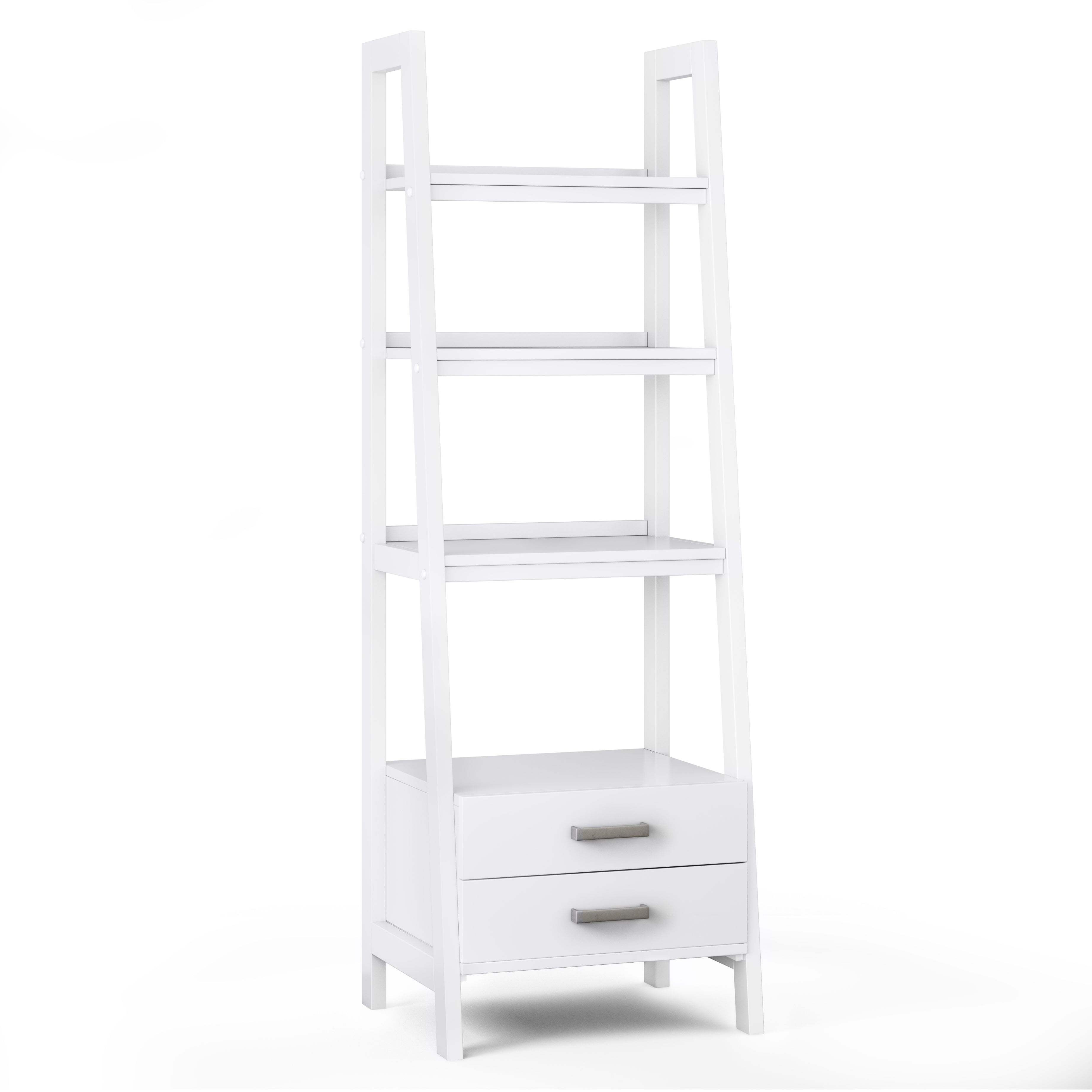 Sawhorse - Ladder Shelf with Storage - White--1