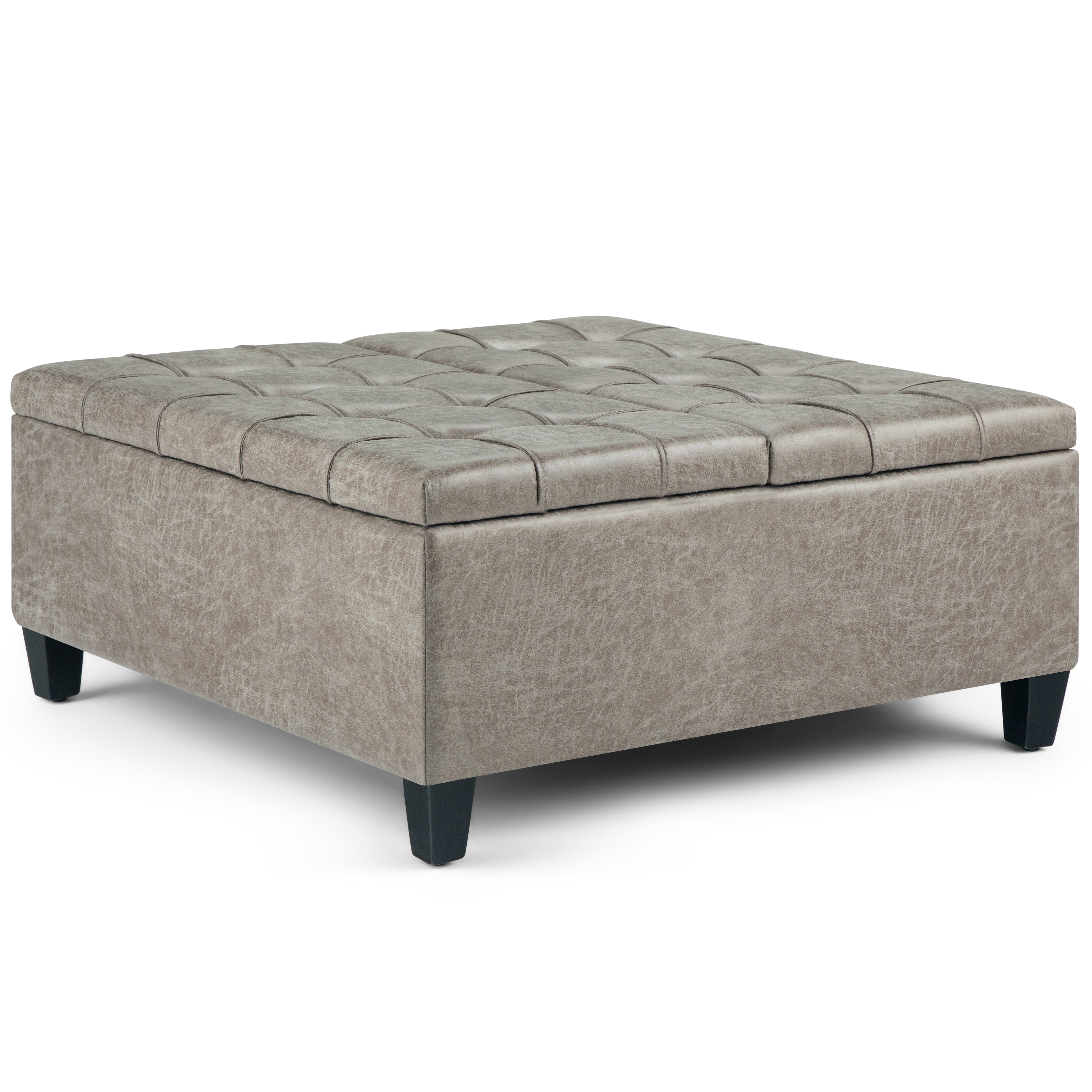 Harrison - Coffee Table Storage Ottoman - Distressed Grey Taupe--1