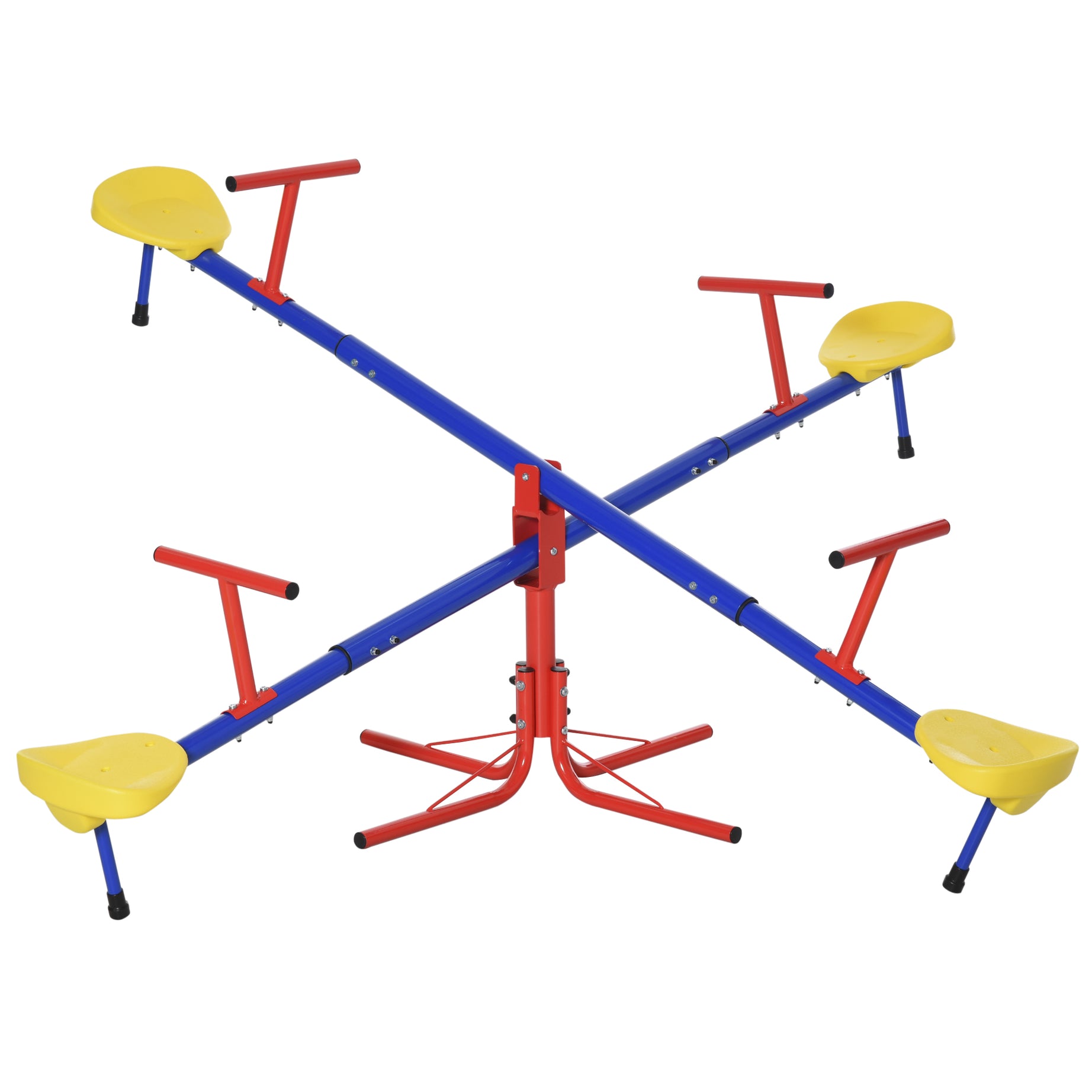 Outsunny Kids Seesaw Swivel Teeter Totter with 360° Spinning, 4 Seater Seesaw Outdoor Playground Equipment for Backyard, Boys and Girls Aged 3-8 Years Old--1