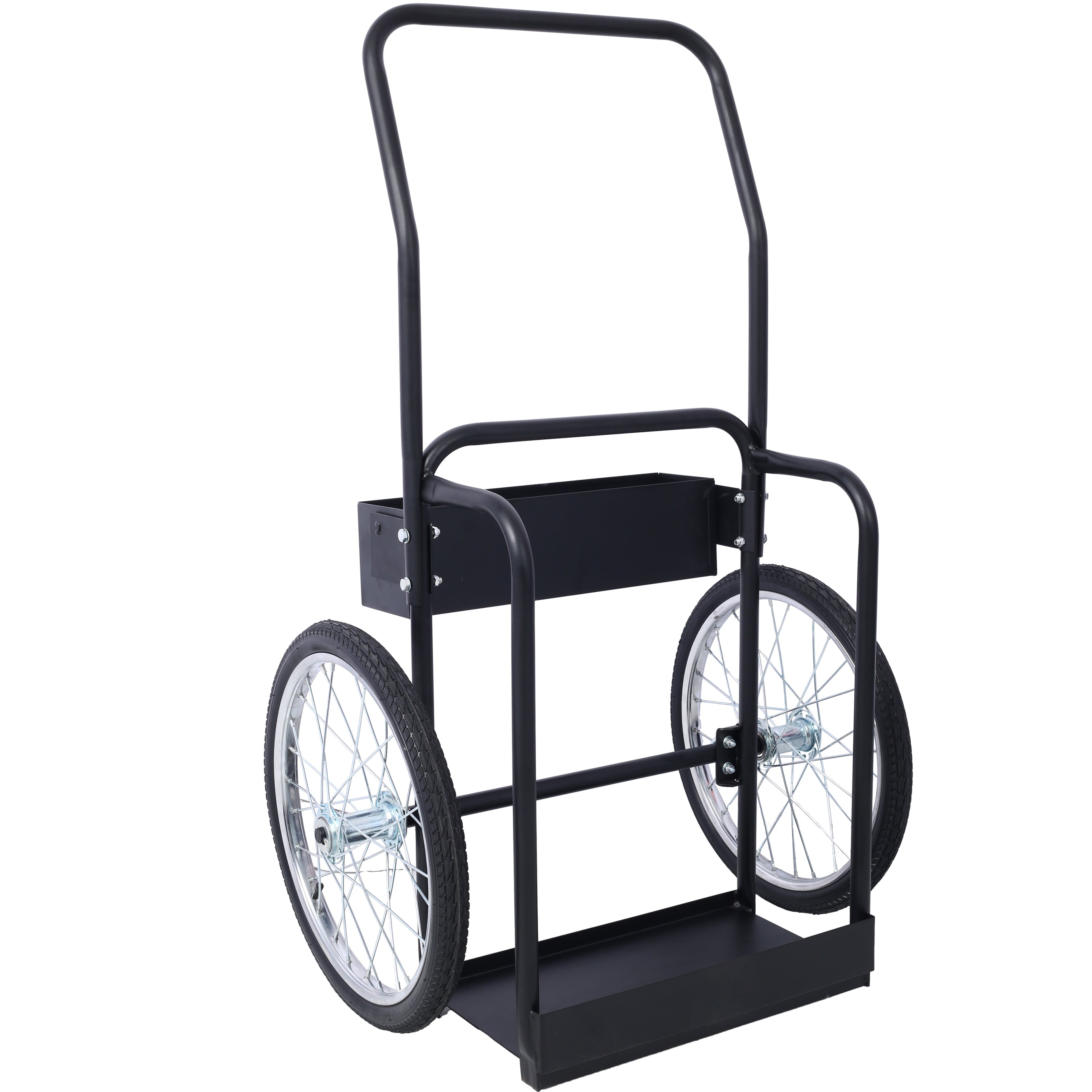 Large Dual Oxygen Tank Cart Dolly Double Cylinder Cart, 20" pneumatic Wheels Includes two fastening belts ,black--1