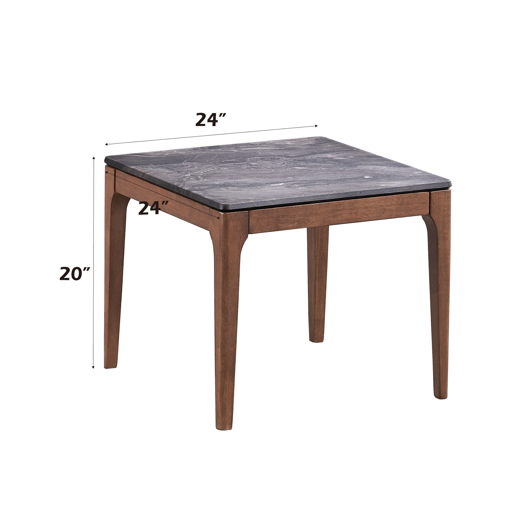 ACME Bevis End Table, Engineered Stone & Walnut Finish LV02646--2