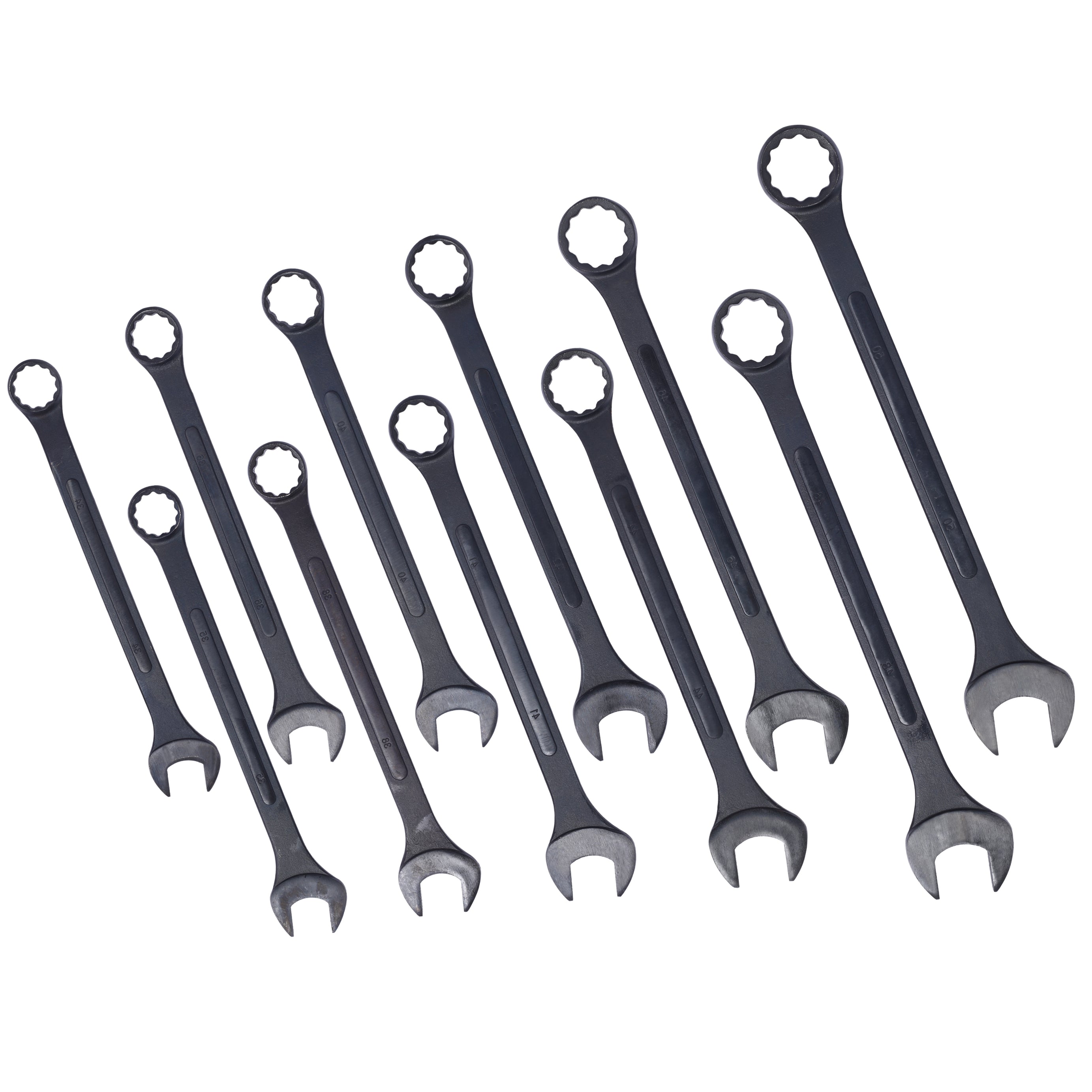 Jumbo Combination Wrench Set extra large, Metric, 11-piece, 1-5/16'' to 2'',Black Oxide, with Pouch--1