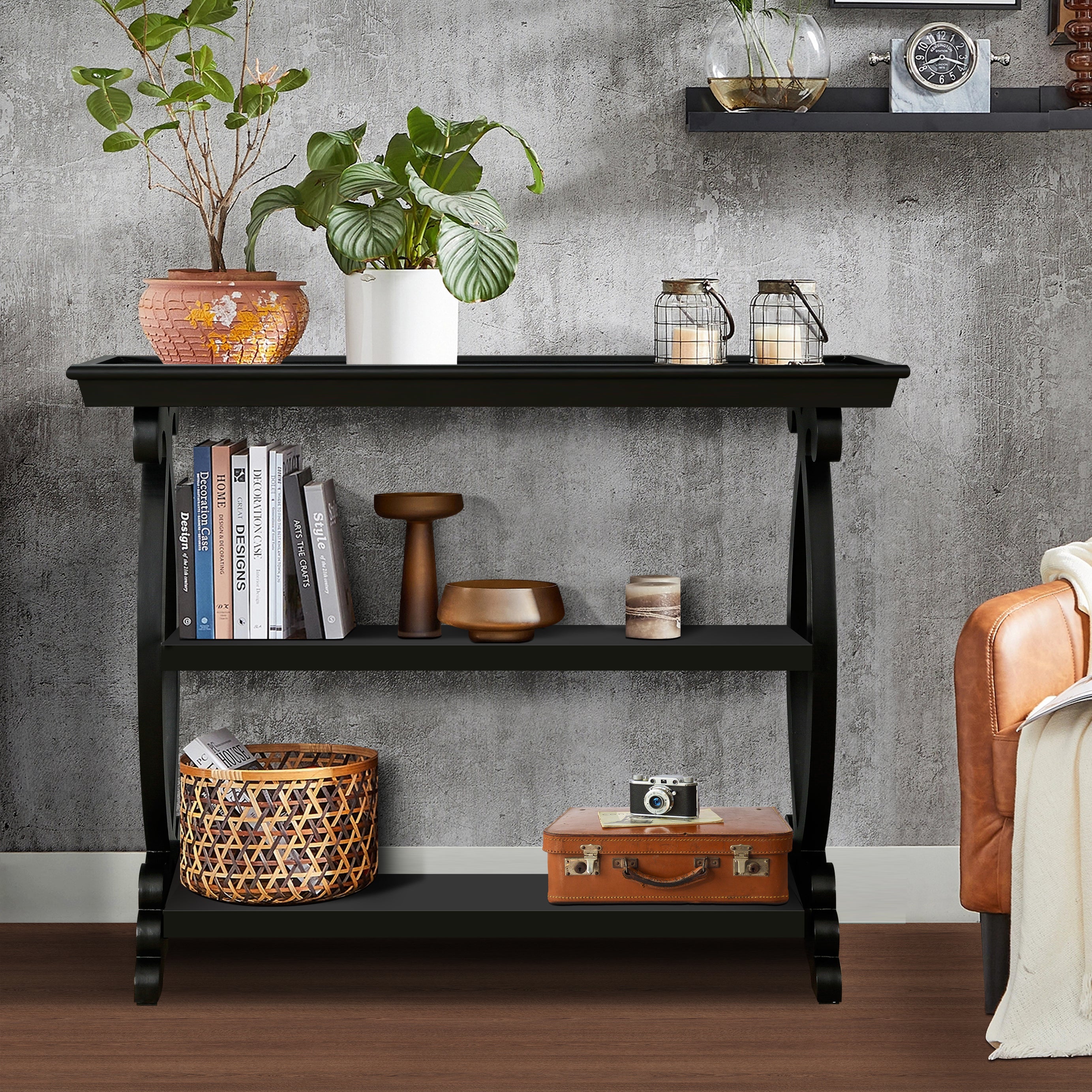 Newport Console Table For Living Room,Kitchen,Entyway(Black)--1