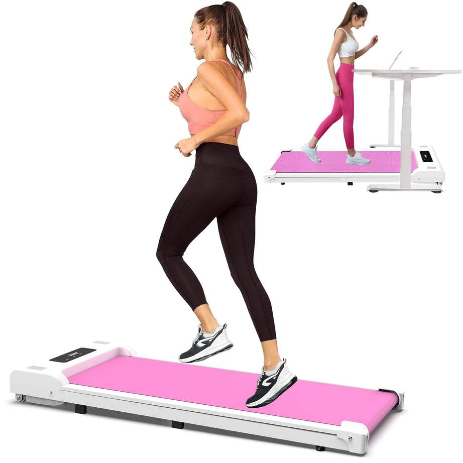 Under Desk Treadmill, Walking Pad, Portable Treadmill with Remote Control LED Display, Walking Jogging Machine for Home Office Use(265 lbs) -Pink--1