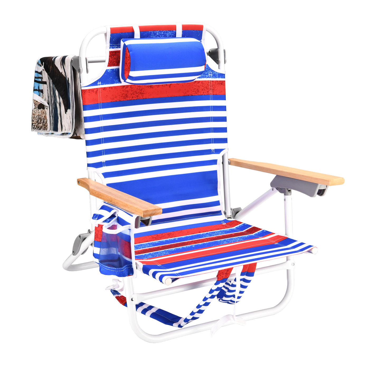 1PCS Backpack Beach Chairs for Adults Beach towel backpack beach chairs for adults 5 position chair with pouch folding lightweight positions back pack 13 inch high--1