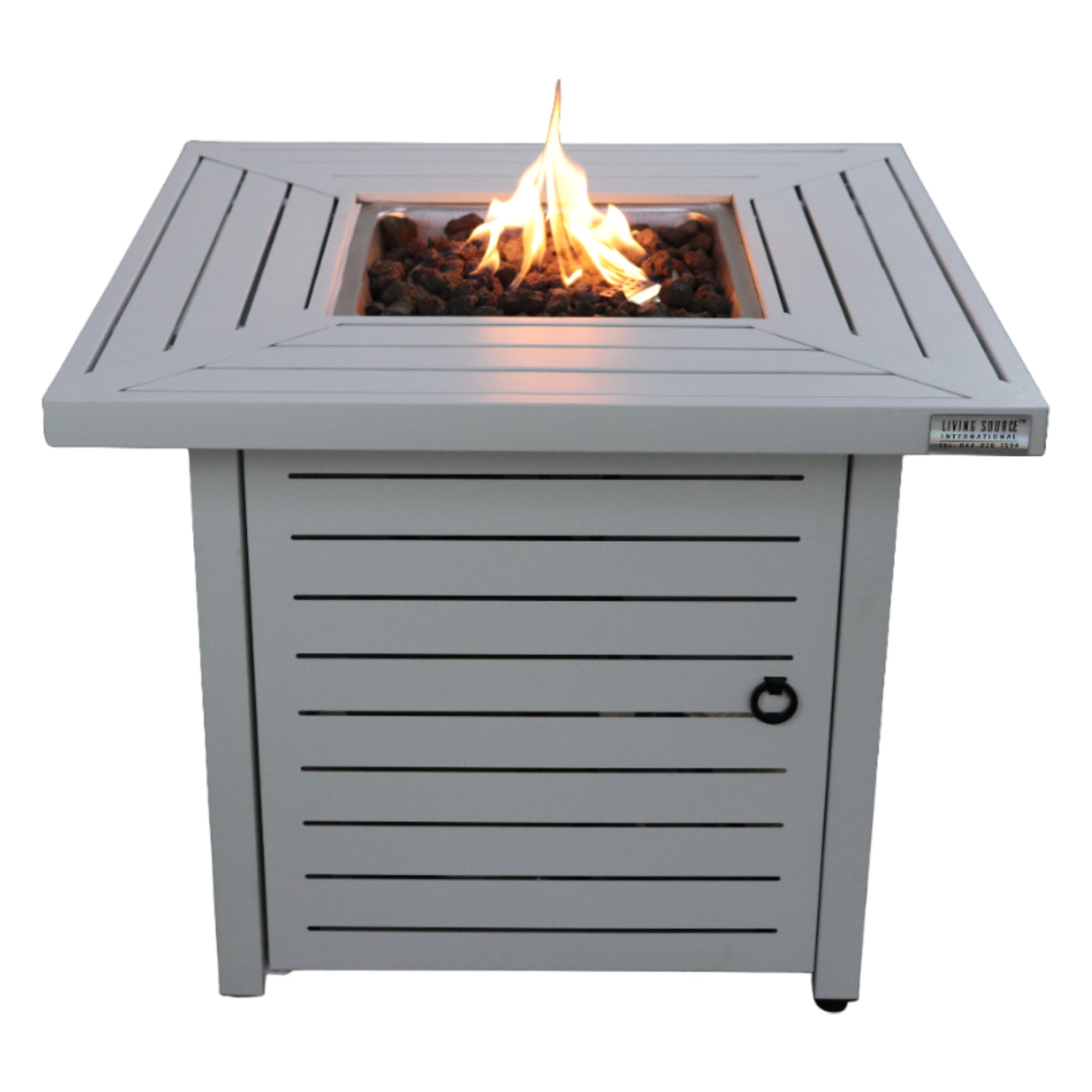 25'' H x 30'' W Steel Outdoor Fire Pit Table with Li--1