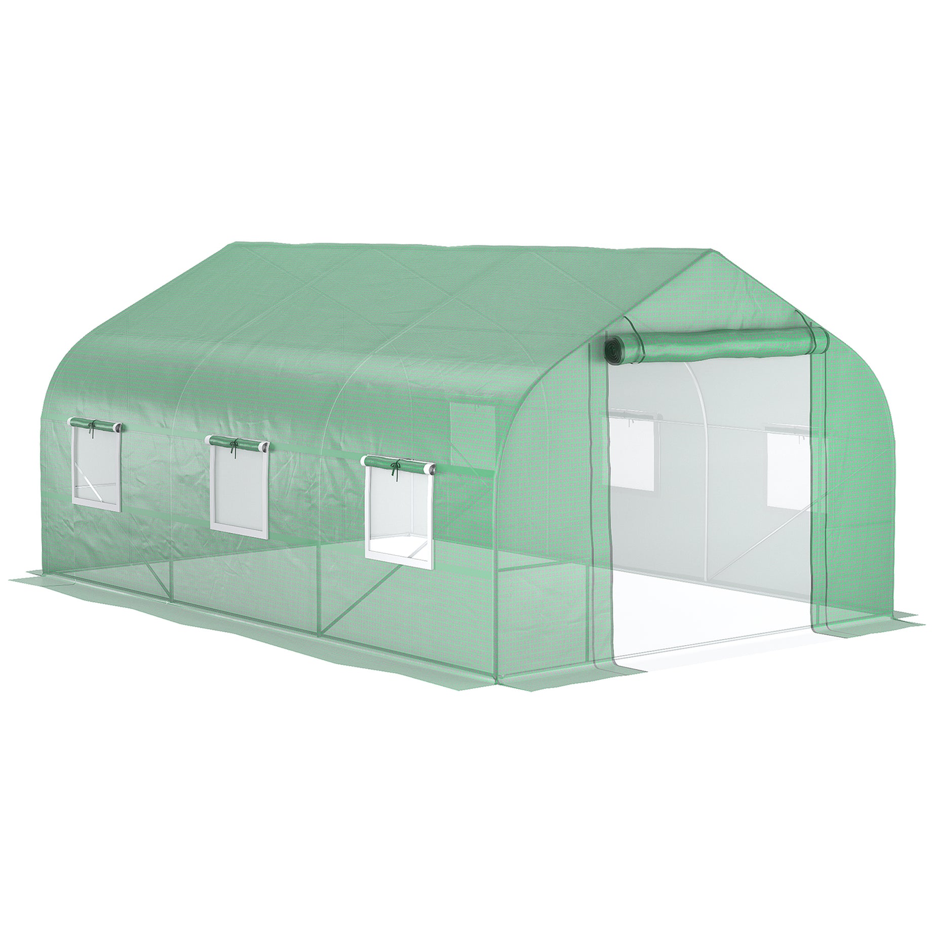 Outsunny 11.5' x 10' x 7' Walk-in Greenhouse, Tunnel Green House with Zippered Mesh Door and 6 Mesh Windows, Gardening Plant Hot House with Galvanized Steel Frame, Green--1