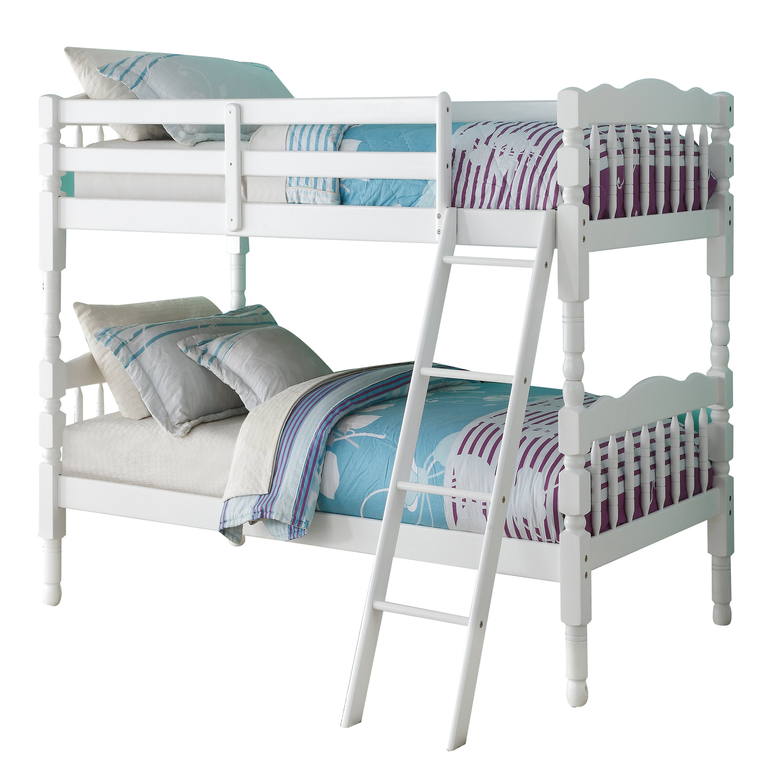 White Twin over Twin Bunk Bed--1