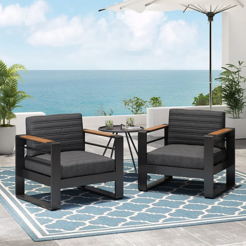 Outdoor Club Chair, Black + Natural + Dark Gray--1